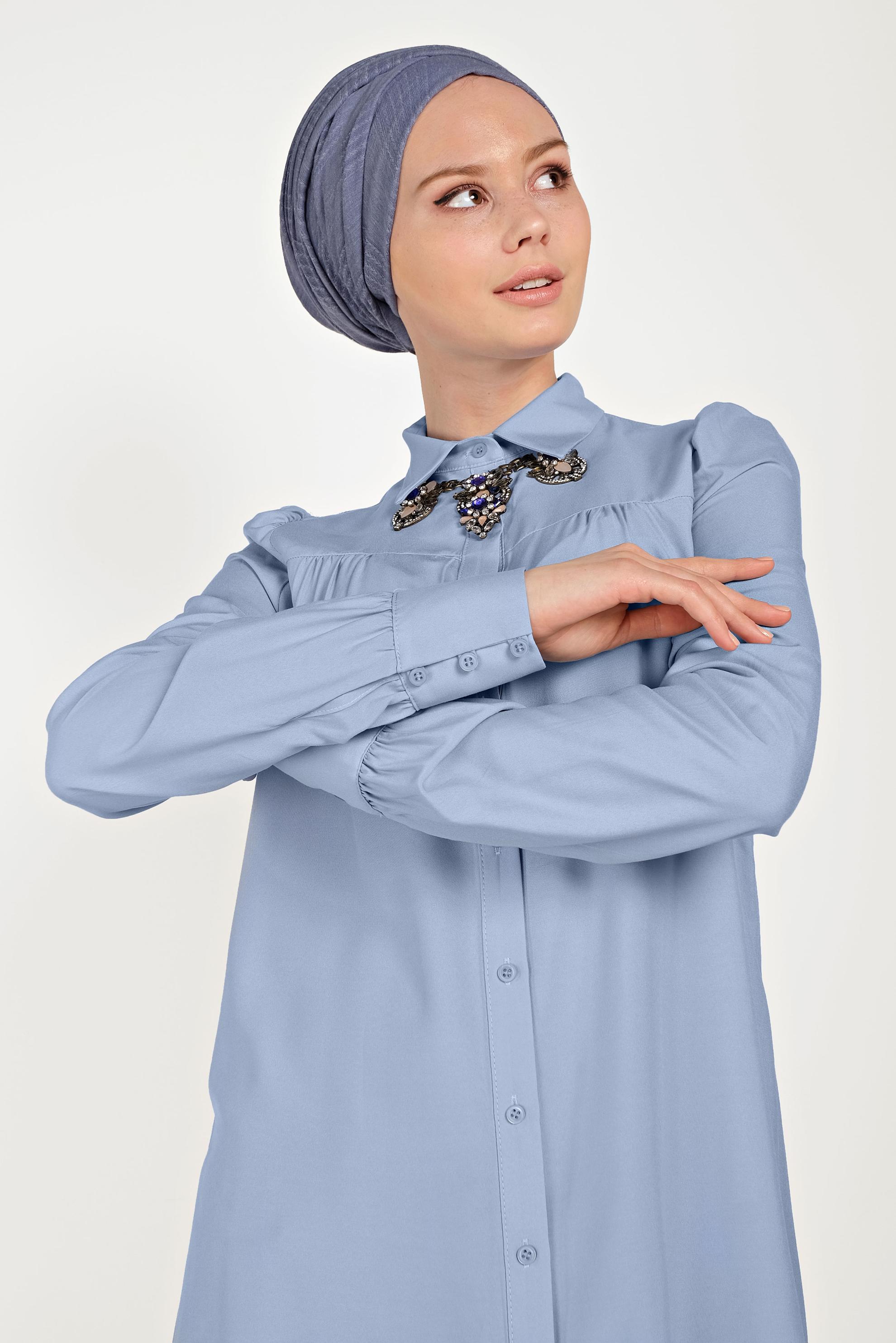 Hijab clothing BLUE BUTTONED TUNIC 40474 