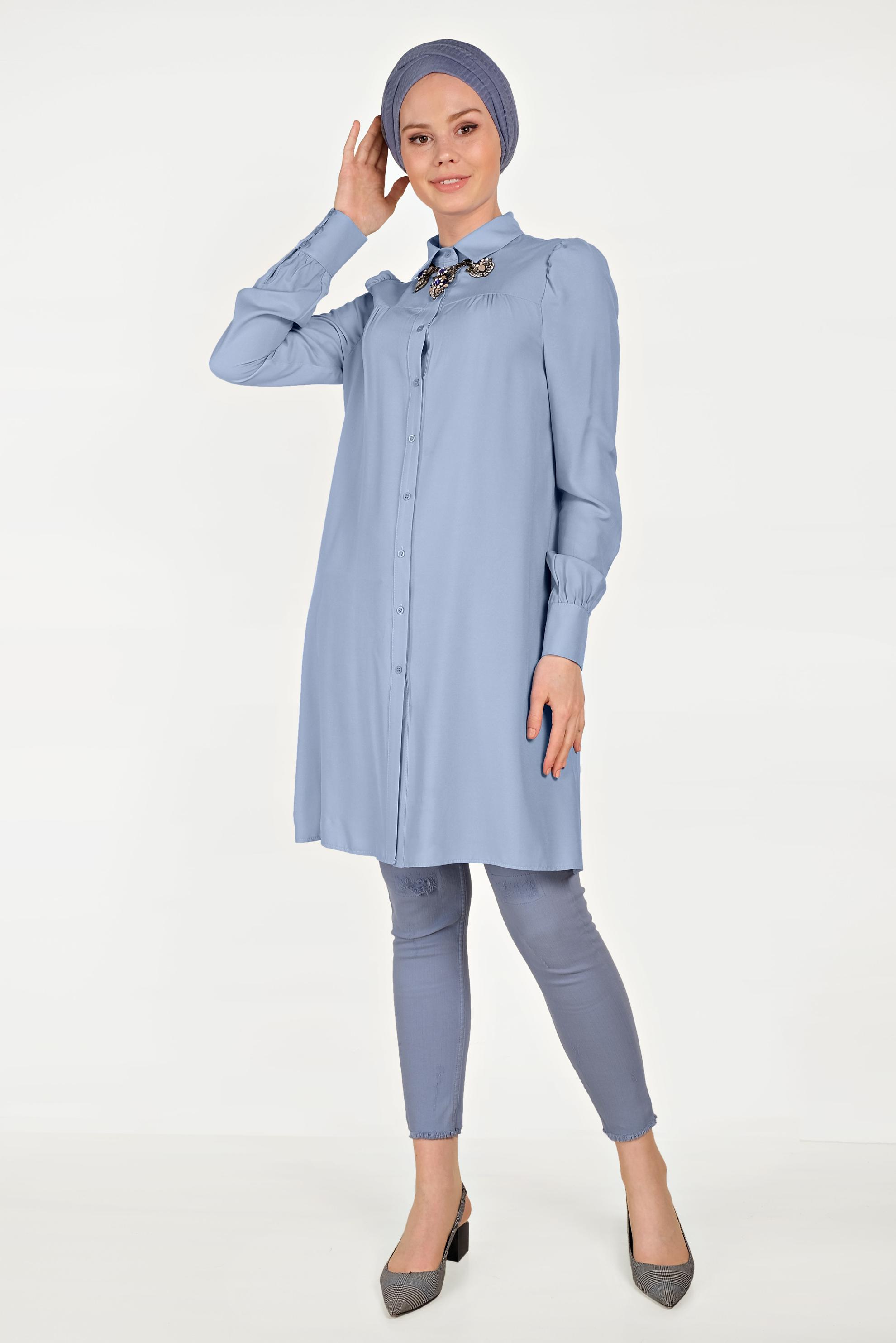 Hijab clothing BLUE BUTTONED TUNIC 40474 