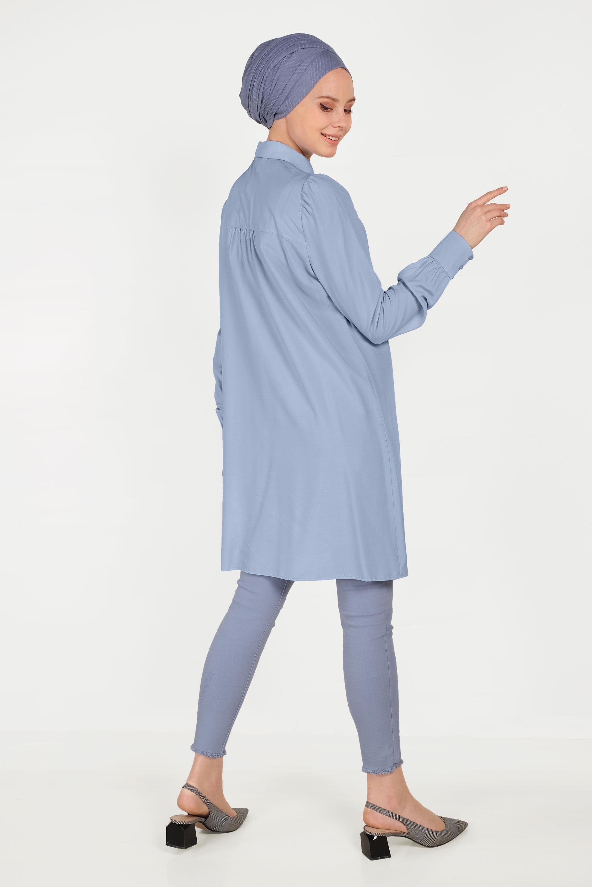 Hijab clothing BLUE BUTTONED TUNIC 40474 