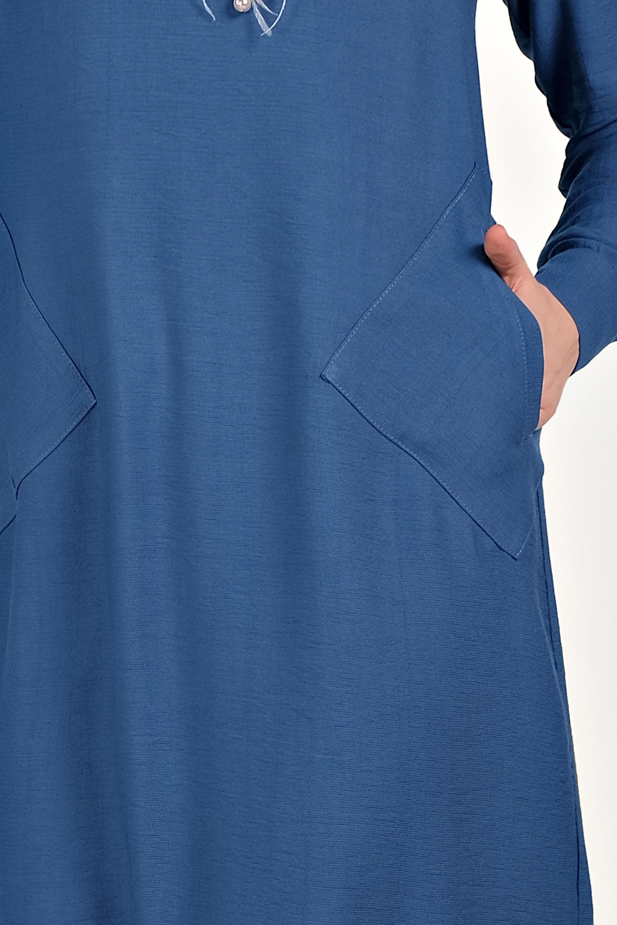 Hijab clothing NAVY BLUE ASYMMETRIC TUNIC WITH POCKETS 40484