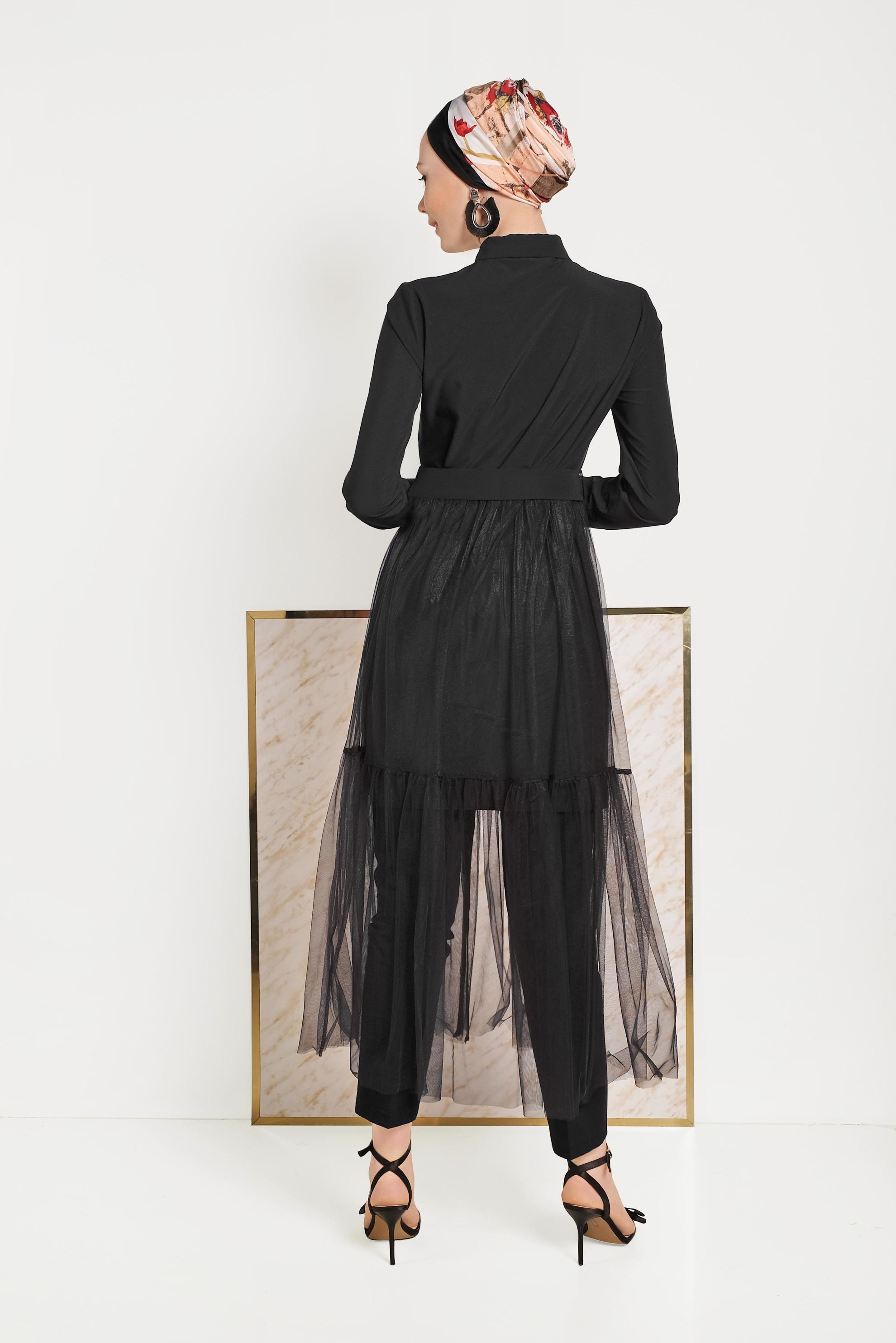 Hijab clothing BLACK TULLE TUNIC 40491 