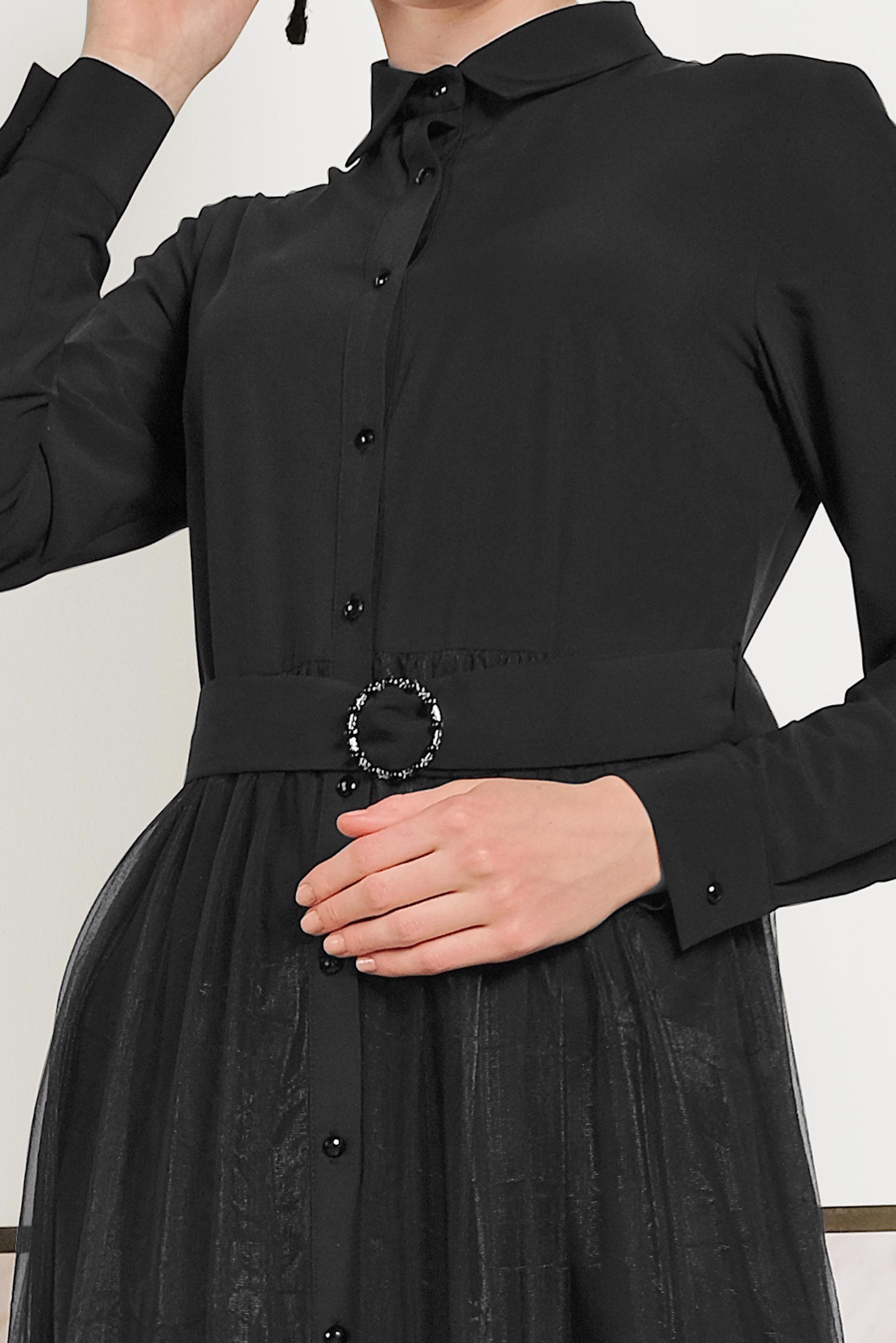 Hijab clothing BLACK TULLE TUNIC 40491 