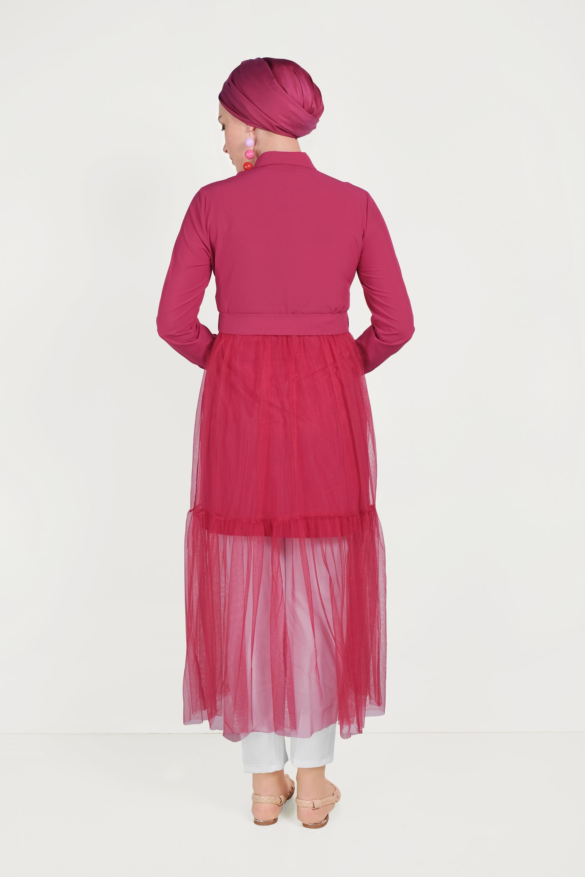 Hijab clothing FUCHSIA TULLE TUNIC 40491 