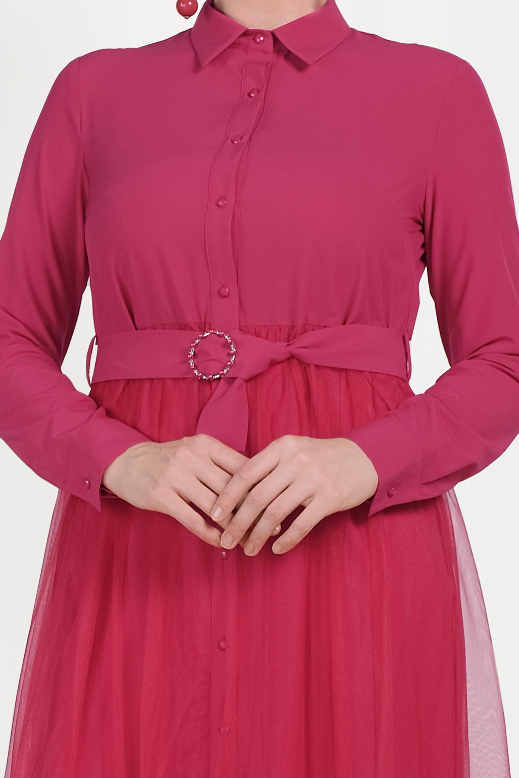 Hijab clothing FUCHSIA TULLE TUNIC 40491 
