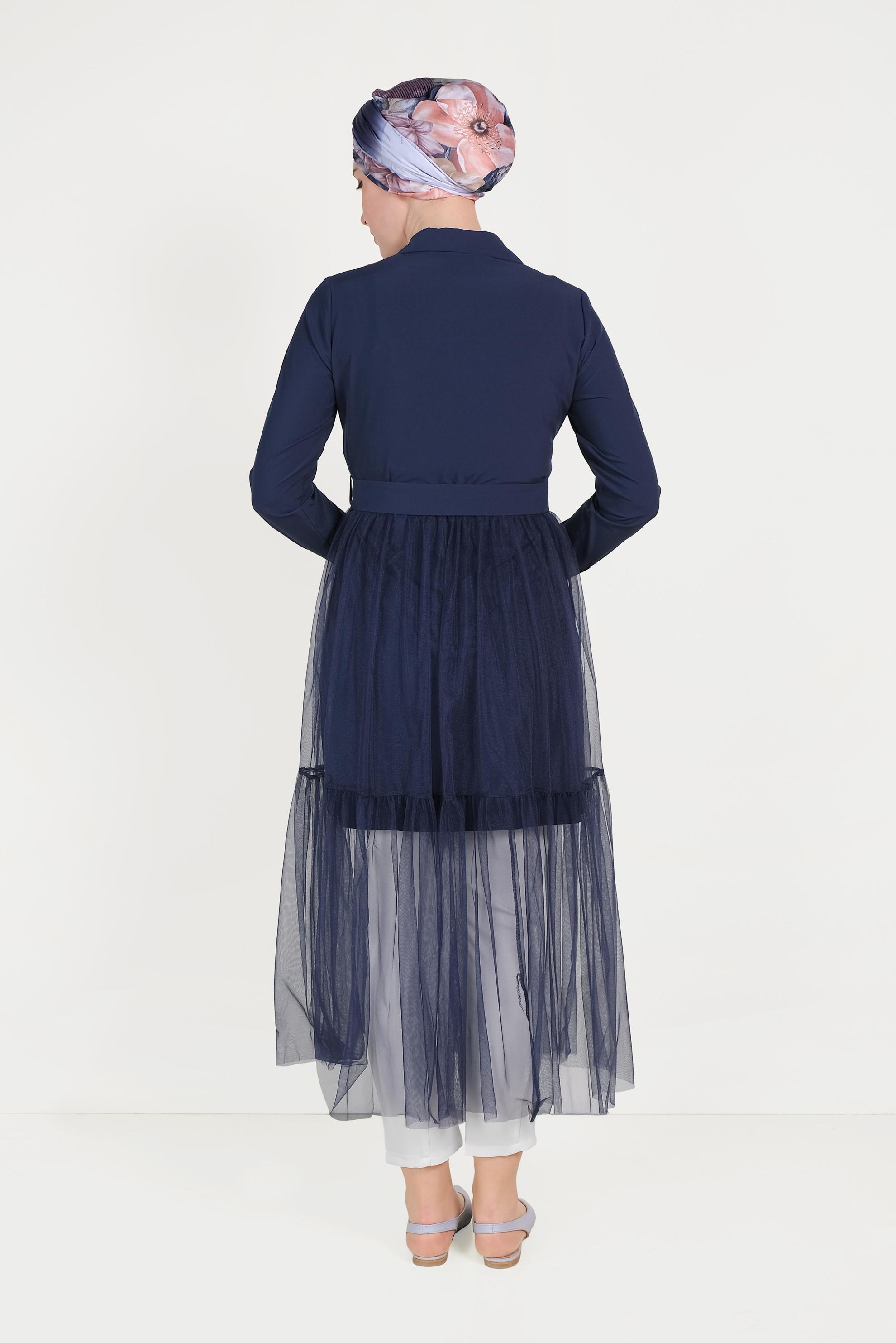 Hijab clothing NAVY BLUE TULLE TUNIC 40491 