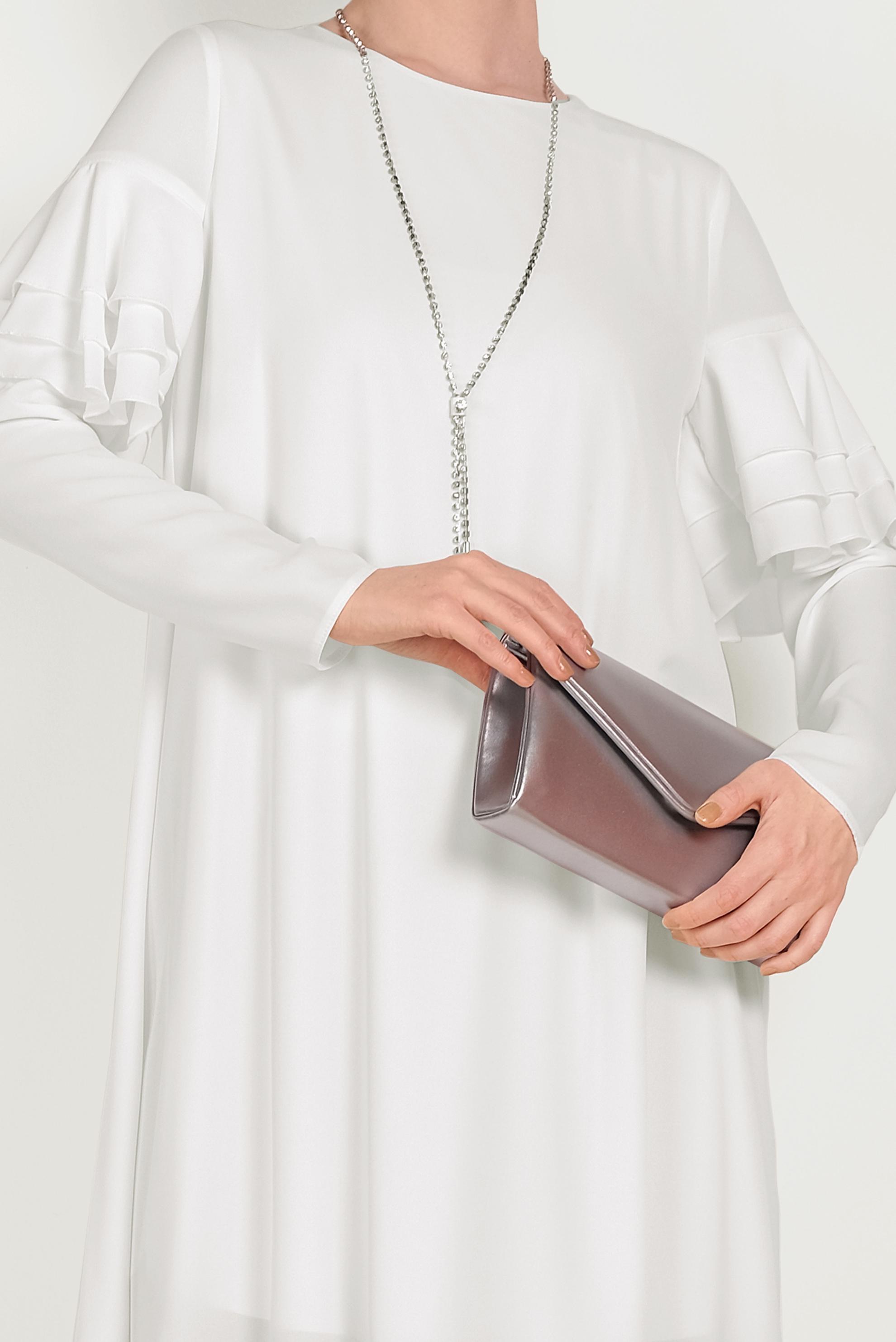 Tesettür giyim BEYAZ KOLLARI FIRFIRLI TUNİK 40493