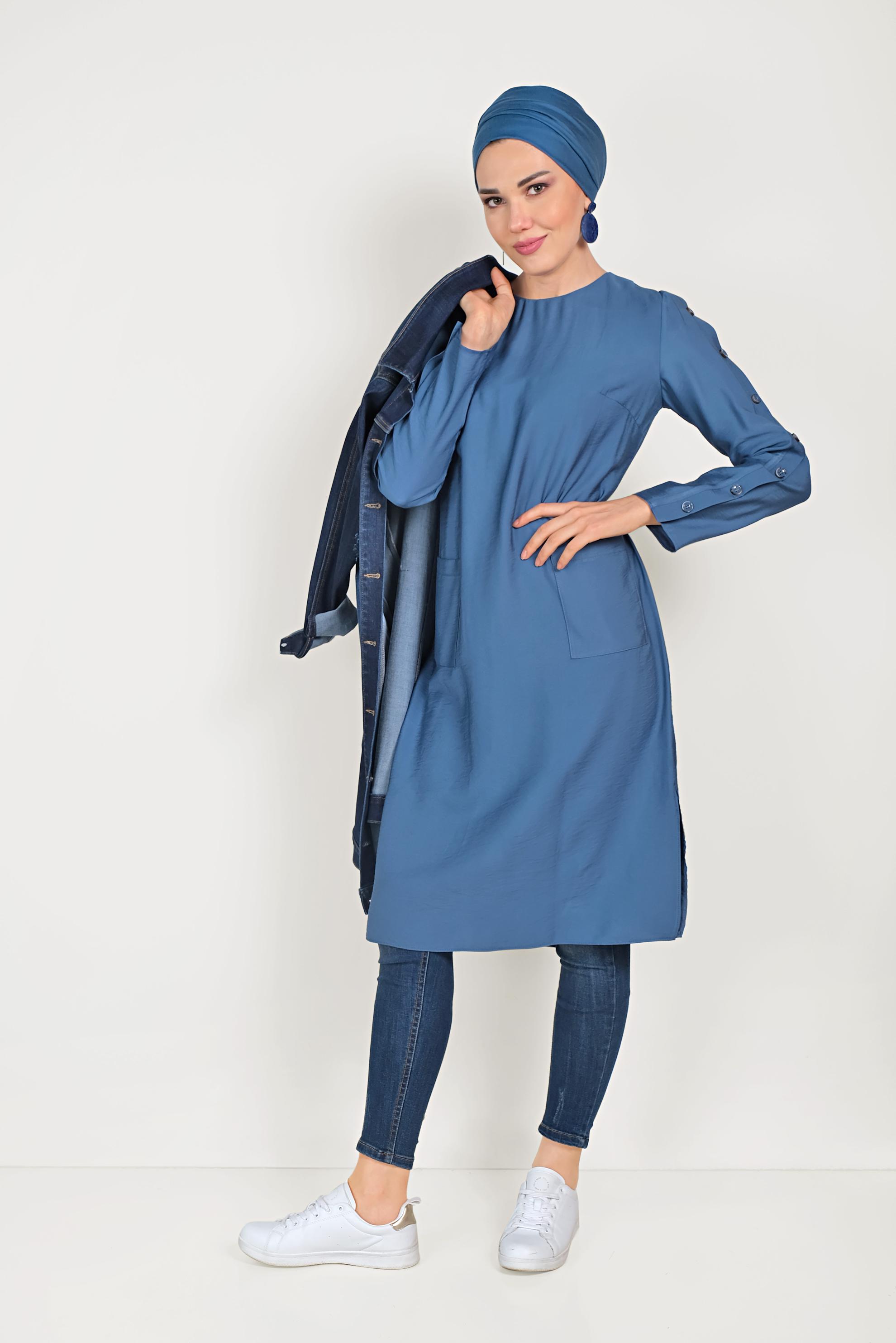 Hijab clothing NAVY BLUE 40513 1214 TUNİK 38/46 TEK40