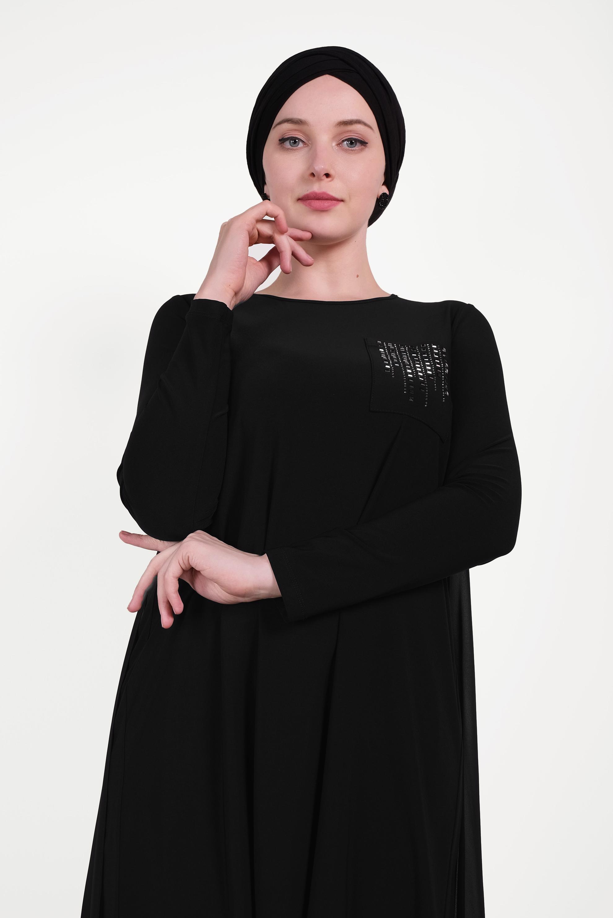 Tesettür giyim SİYAH ZIMBA DETAYLI TUNİK 40514