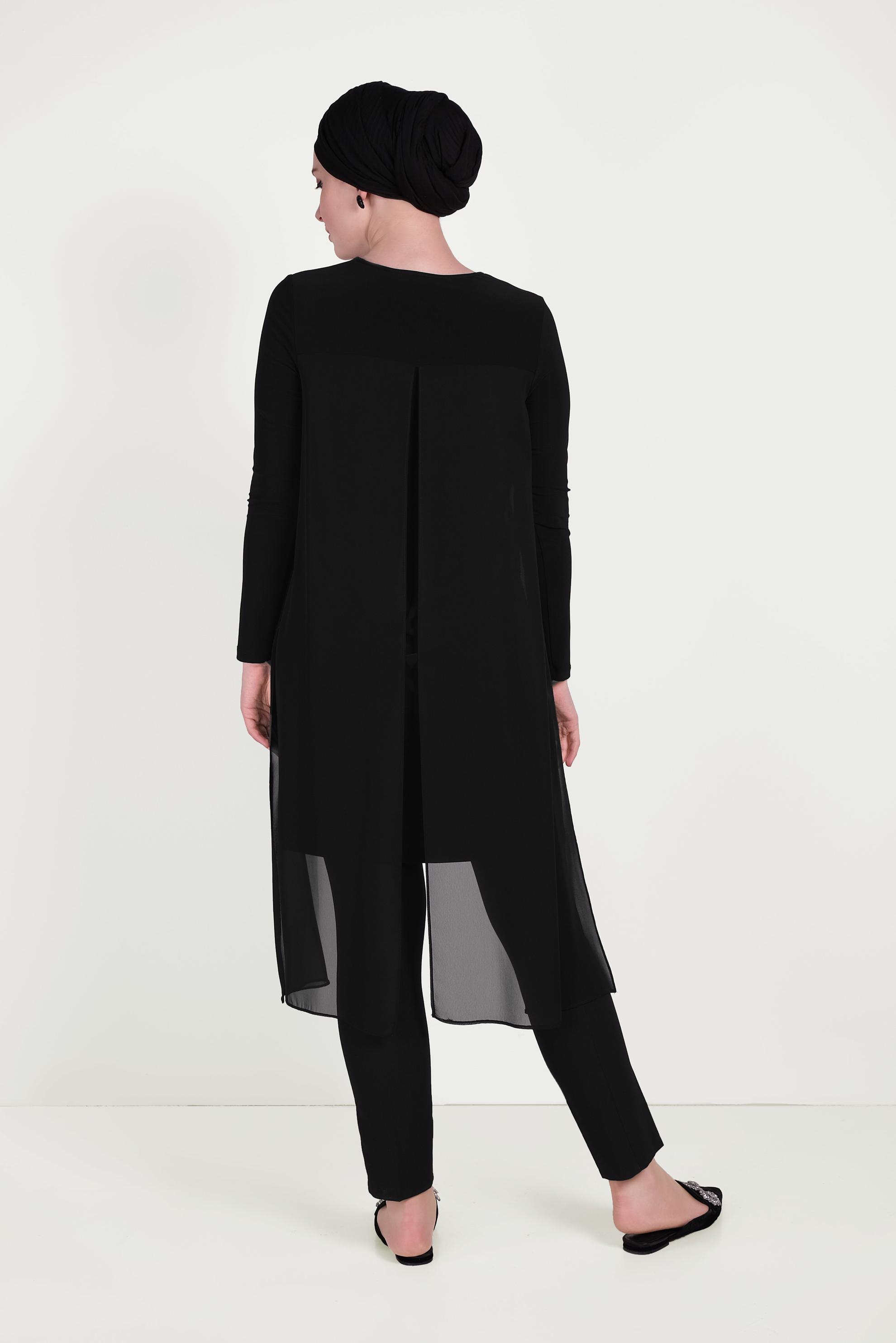 Tesettür giyim SİYAH ZIMBA DETAYLI TUNİK 40514