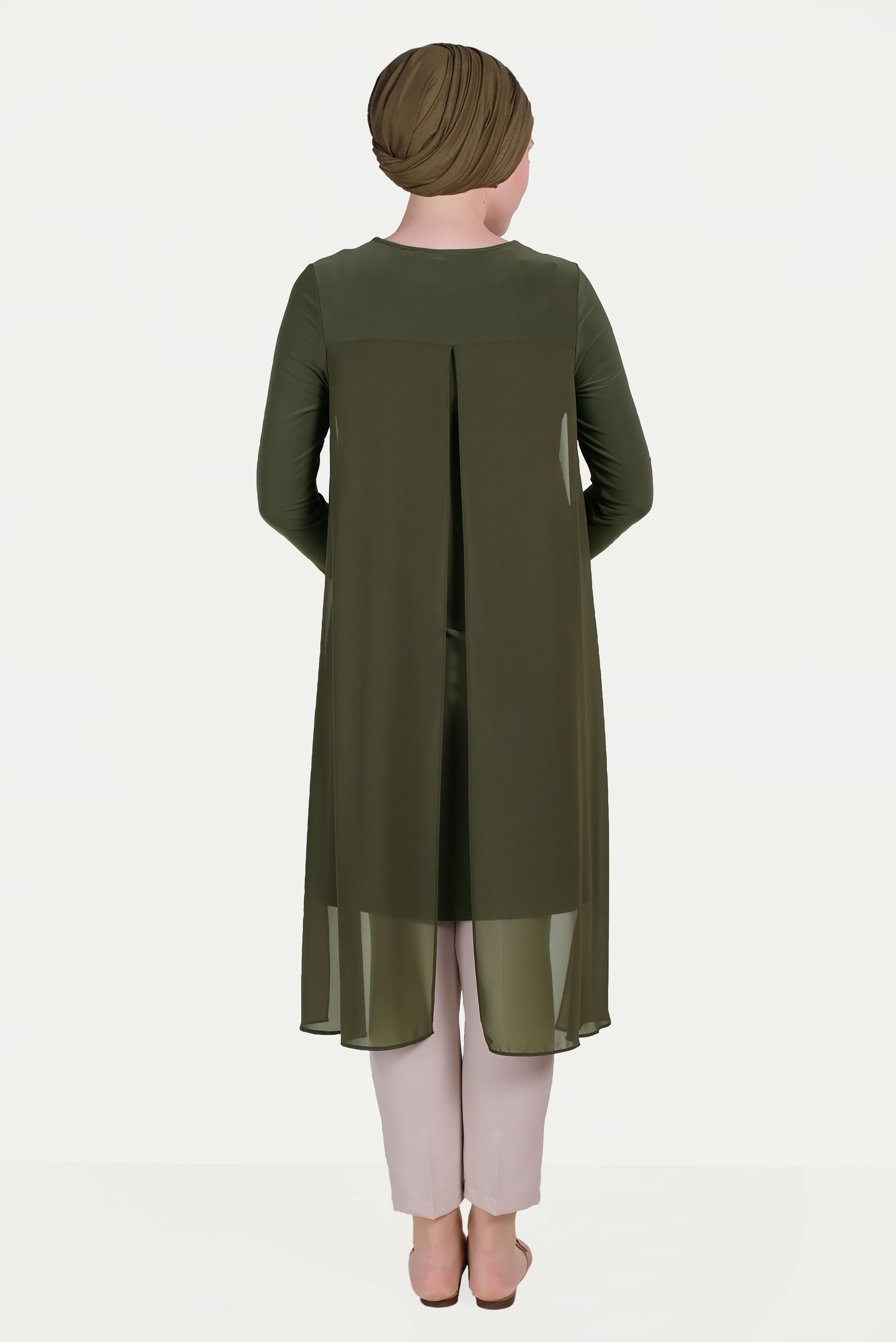 Tesettür giyim HAKİ ZIMBA DETAYLI TUNİK 40514