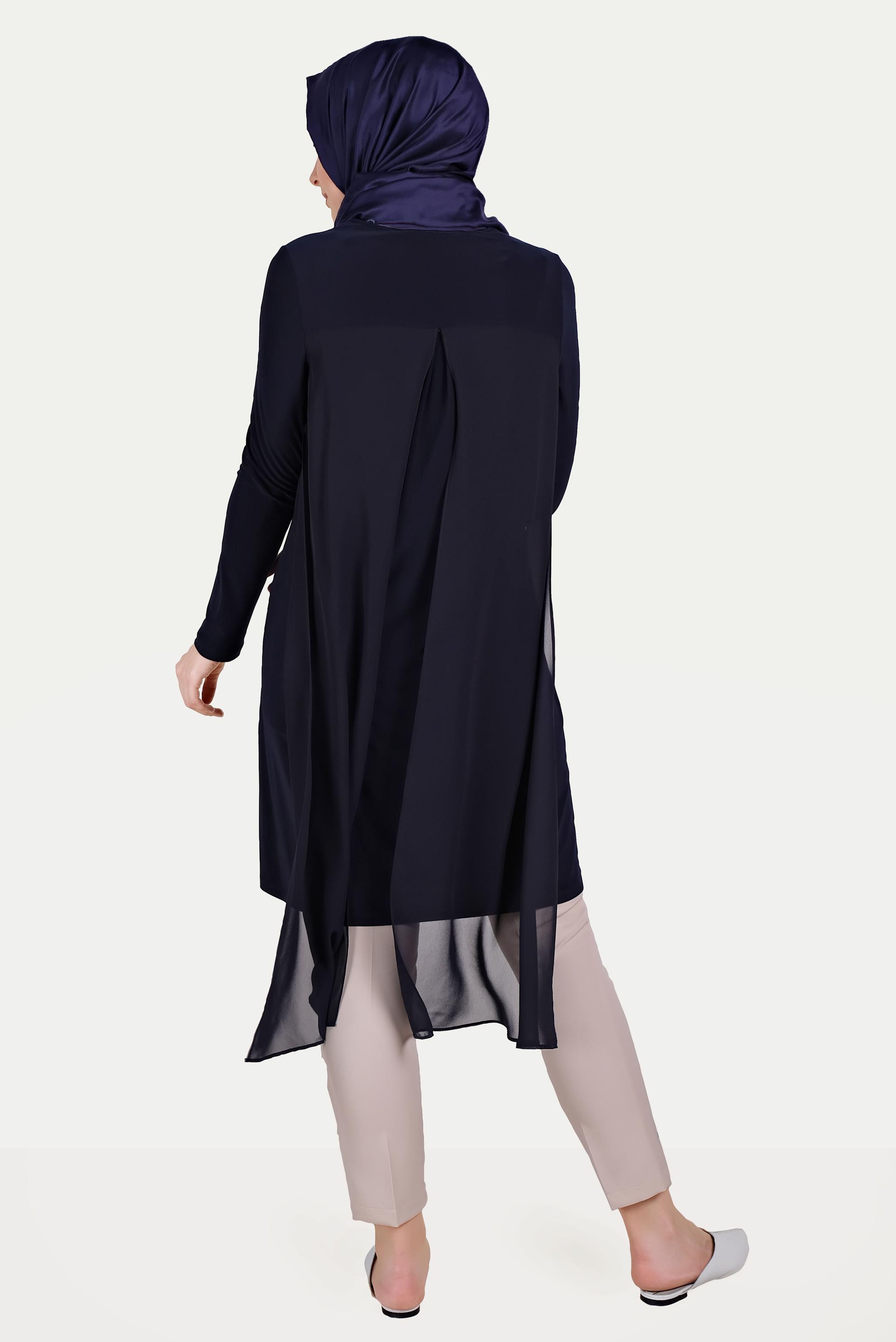 Tesettür giyim LACİVERT ZIMBA DETAYLI TUNİK 40514