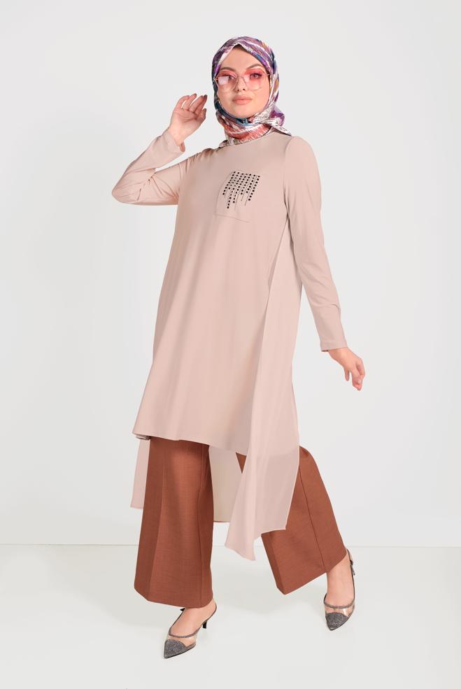 Tesettür giyim  ZIMBA DETAYLI TUNİK 40514 - ALVİNA