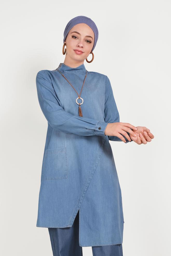 Hijab clothing NAVY BLUE 40516 MELO TUNİK 36/42 - ALVİNA