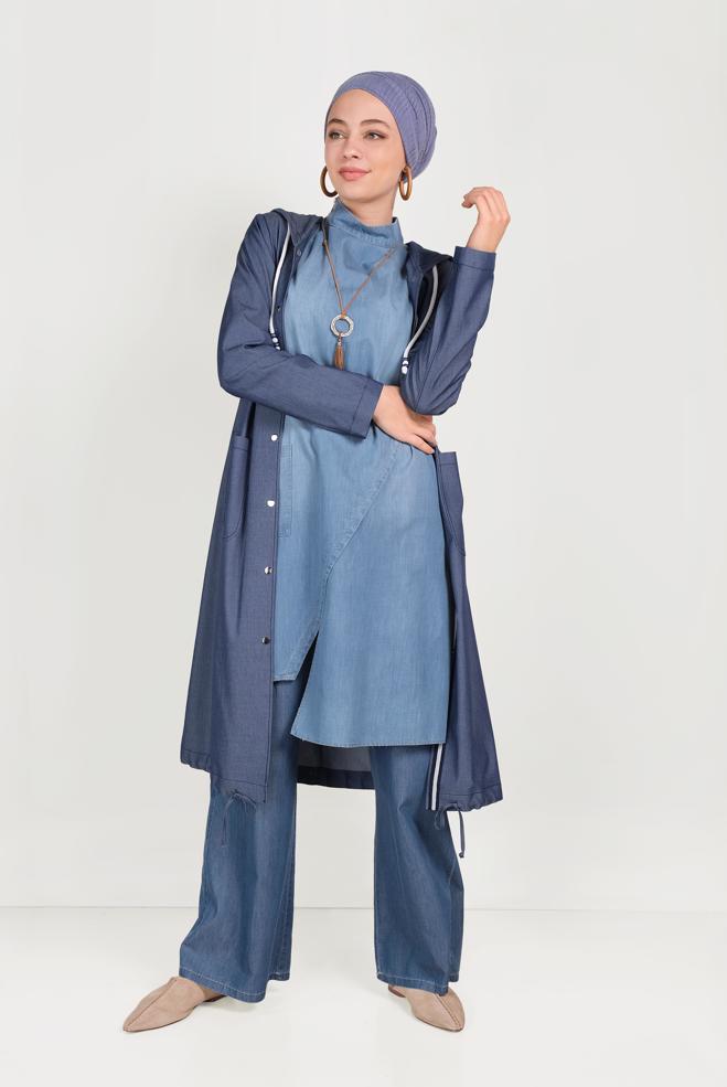 Hijab clothing NAVY BLUE 40516 MELO TUNİK 36/42 - ALVİNA