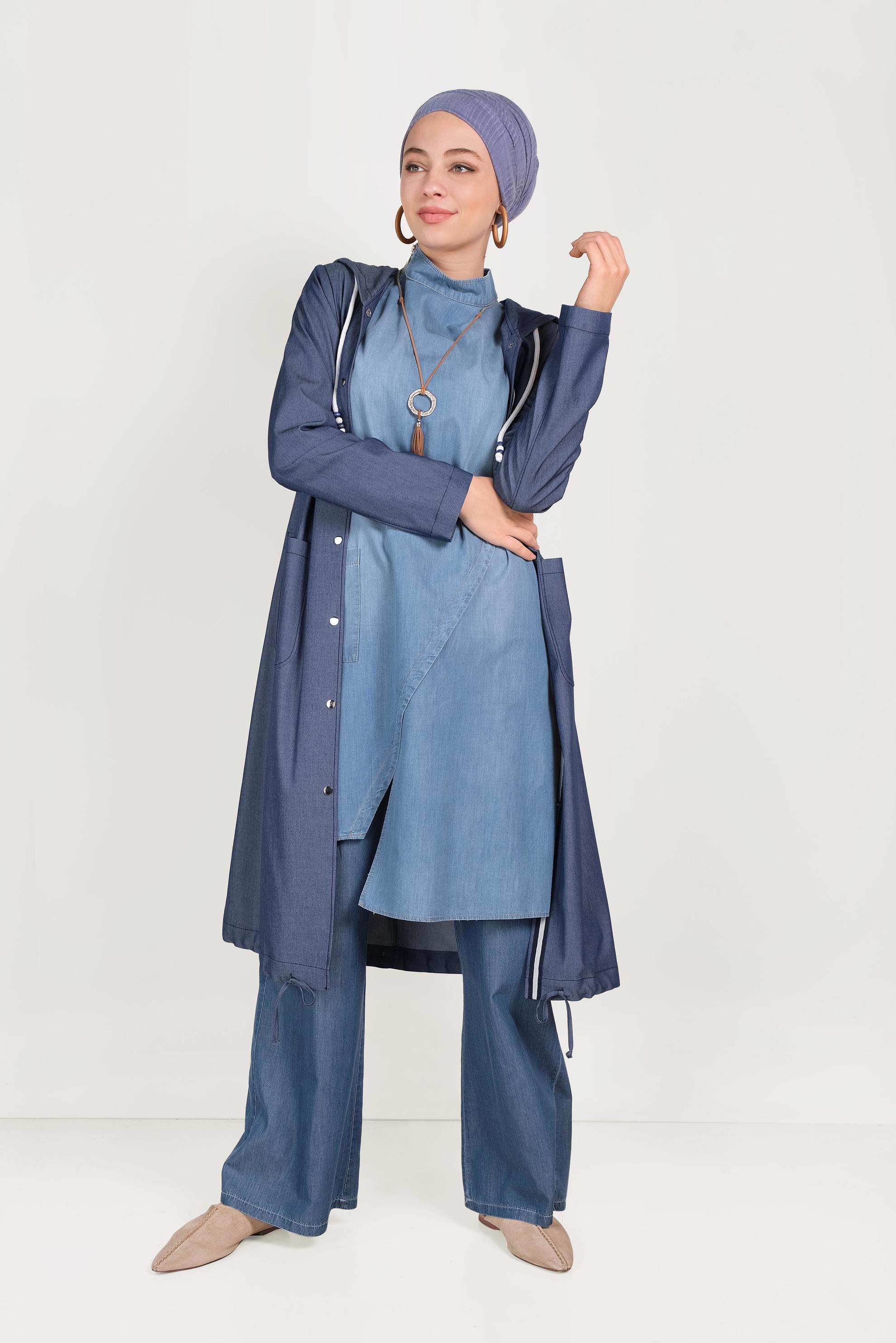 Hijab clothing NAVY BLUE 40516 MELO TUNİK 36/42