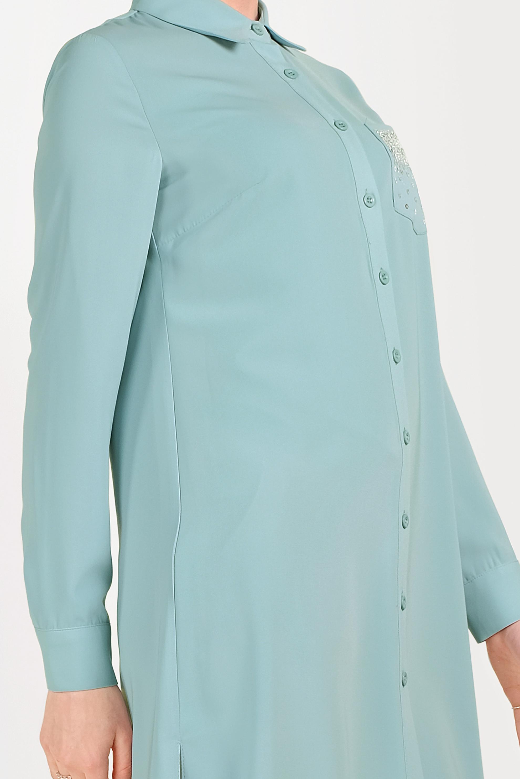 Tesettür giyim MAVİ CEBİ PULLU TUNİK 40524