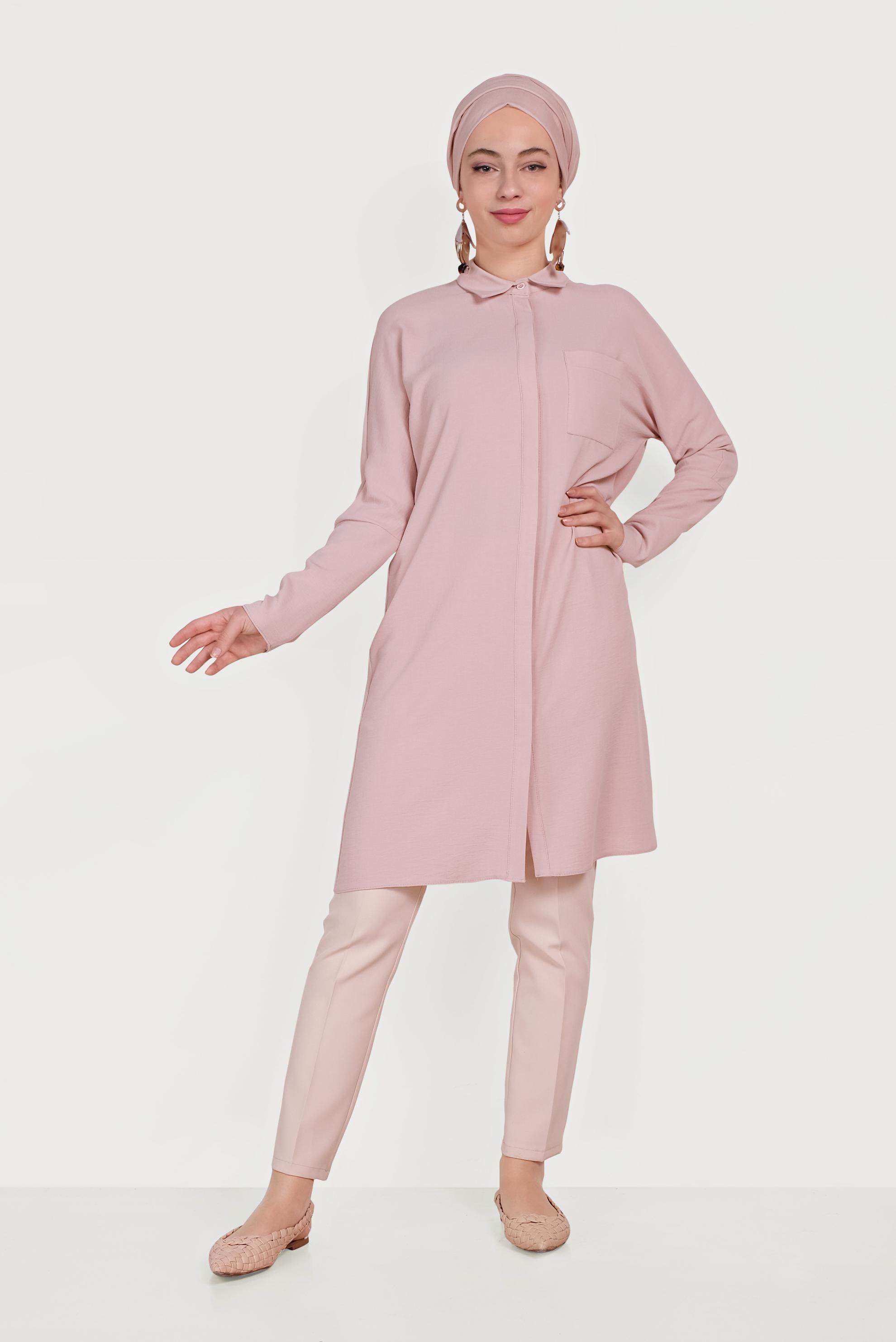 Hijab clothing POWDER INVISIBLE BUTTONED TUNIC 40525 