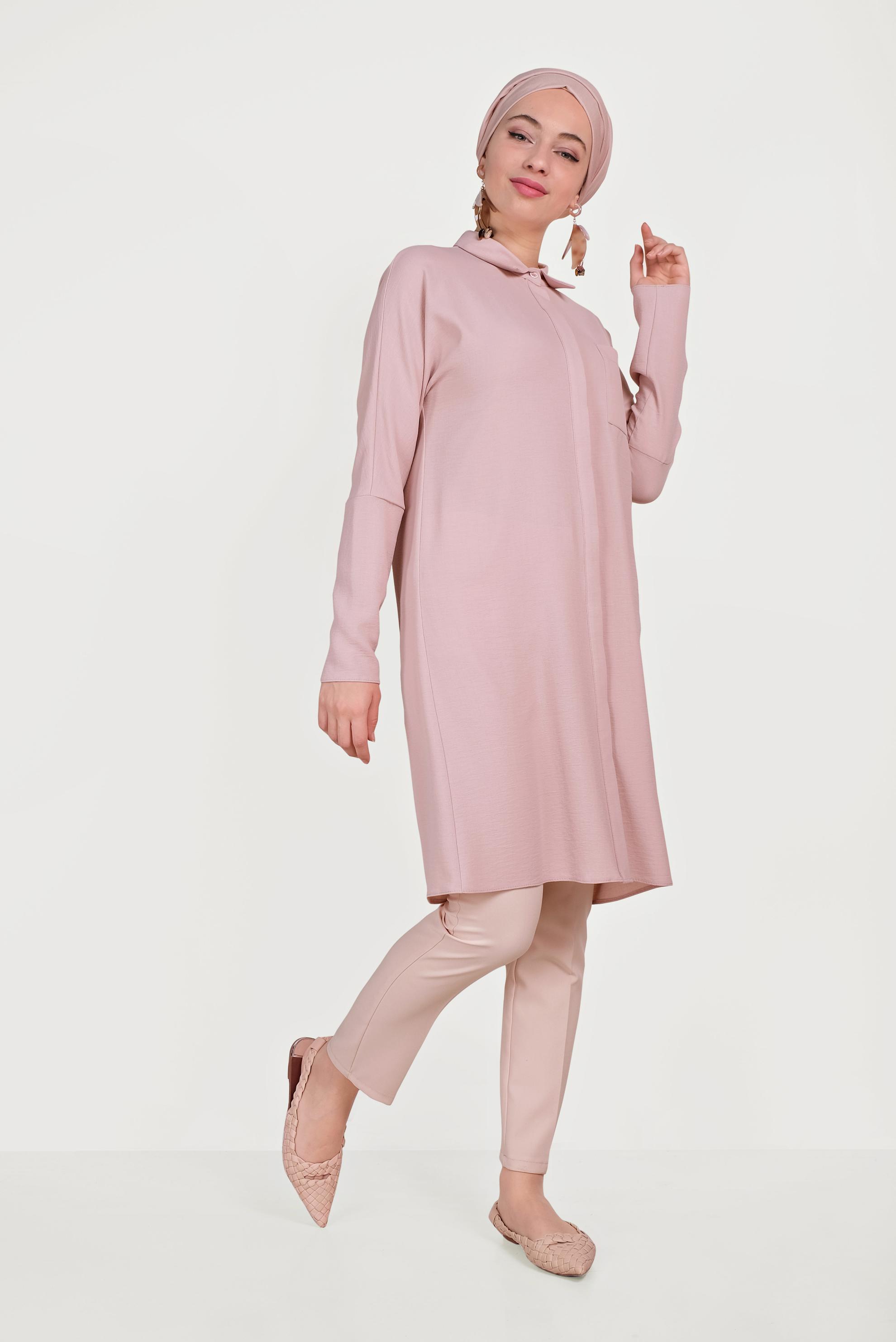 Hijab clothing POWDER INVISIBLE BUTTONED TUNIC 40525 