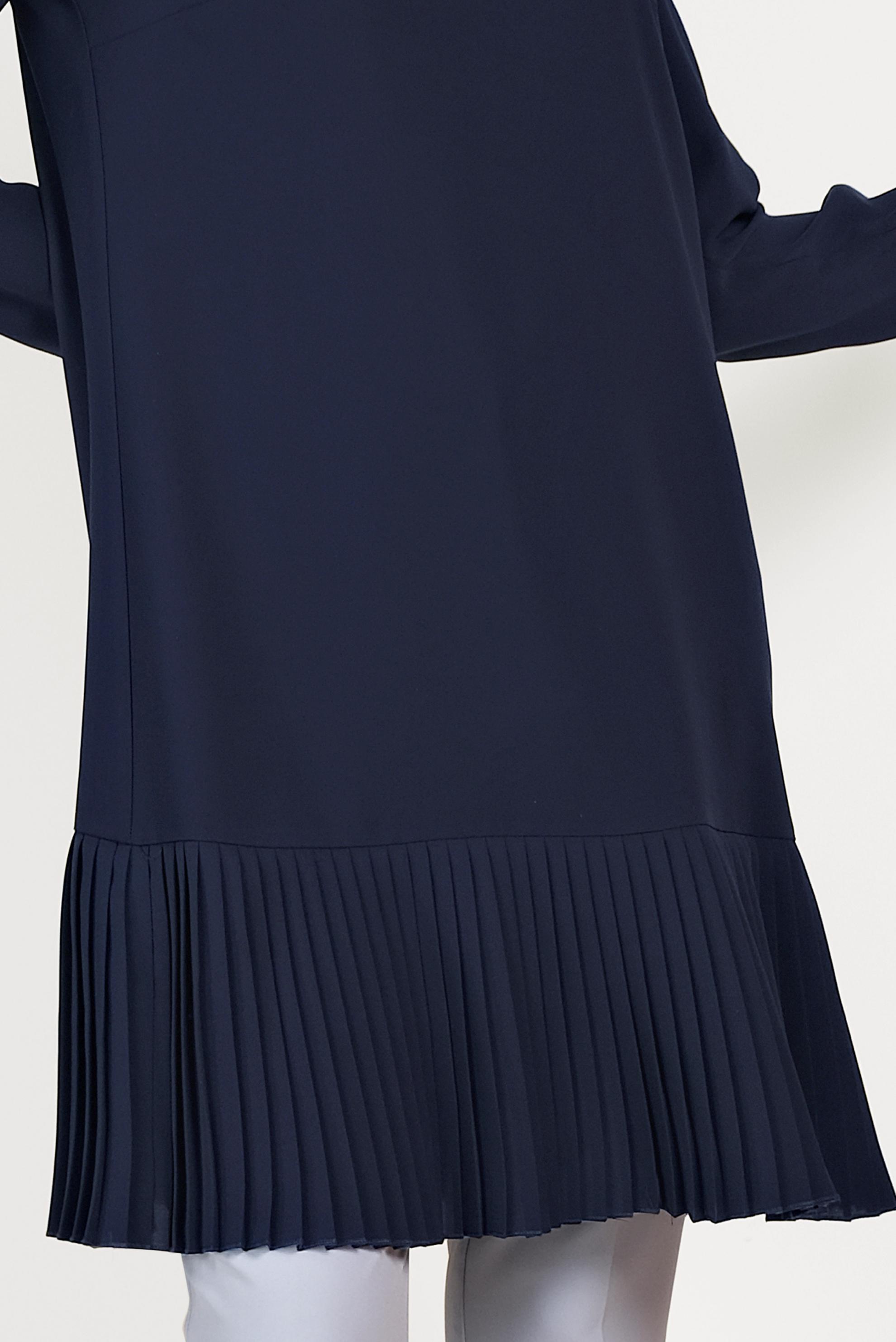 Tesettür giyim LACİVERT ARKADAN FERMUARLI ETEĞİ PİLİSELİ TUNİK 40538