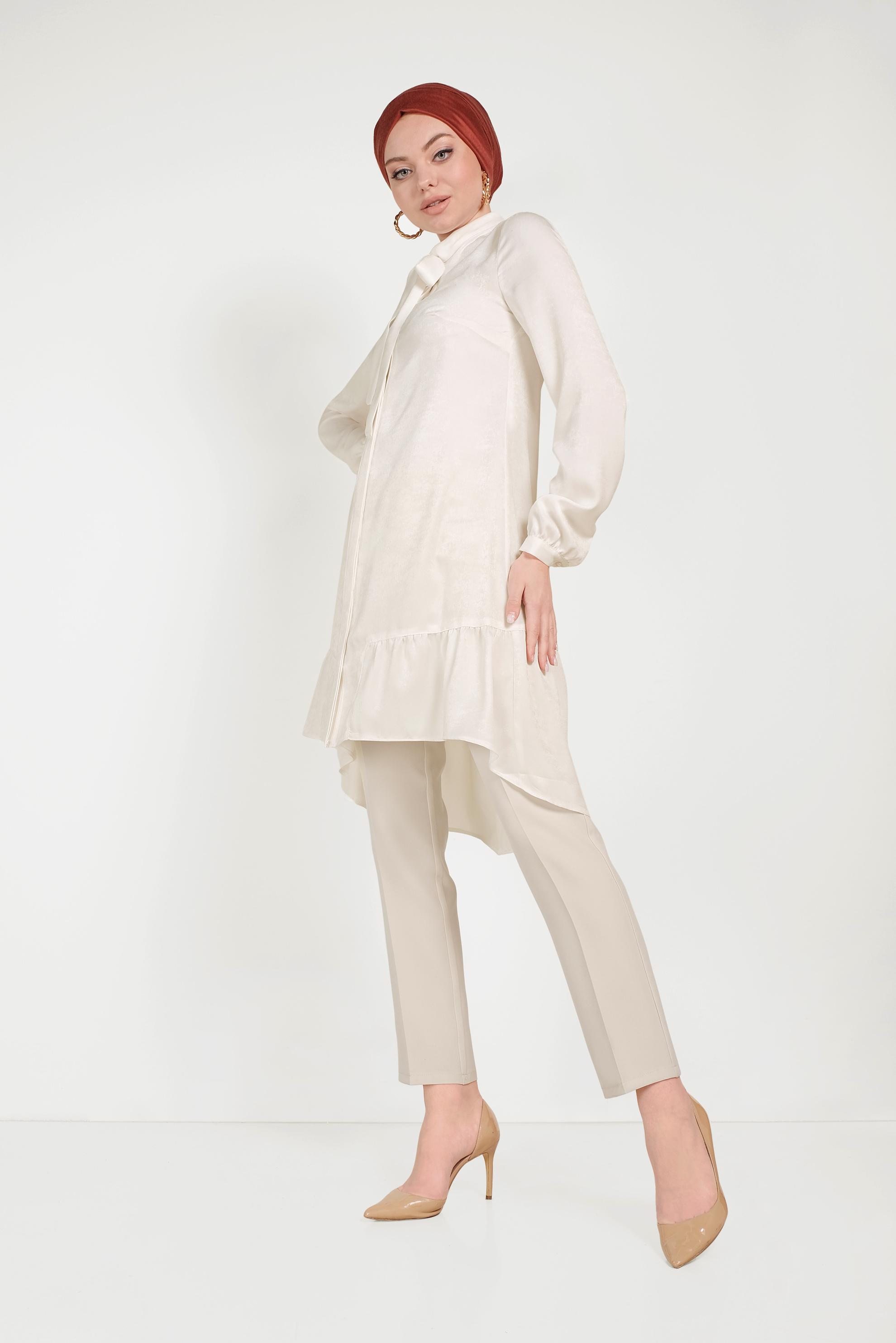 Hijab clothing WHITE TIE DETAIL TUNIC 40558 