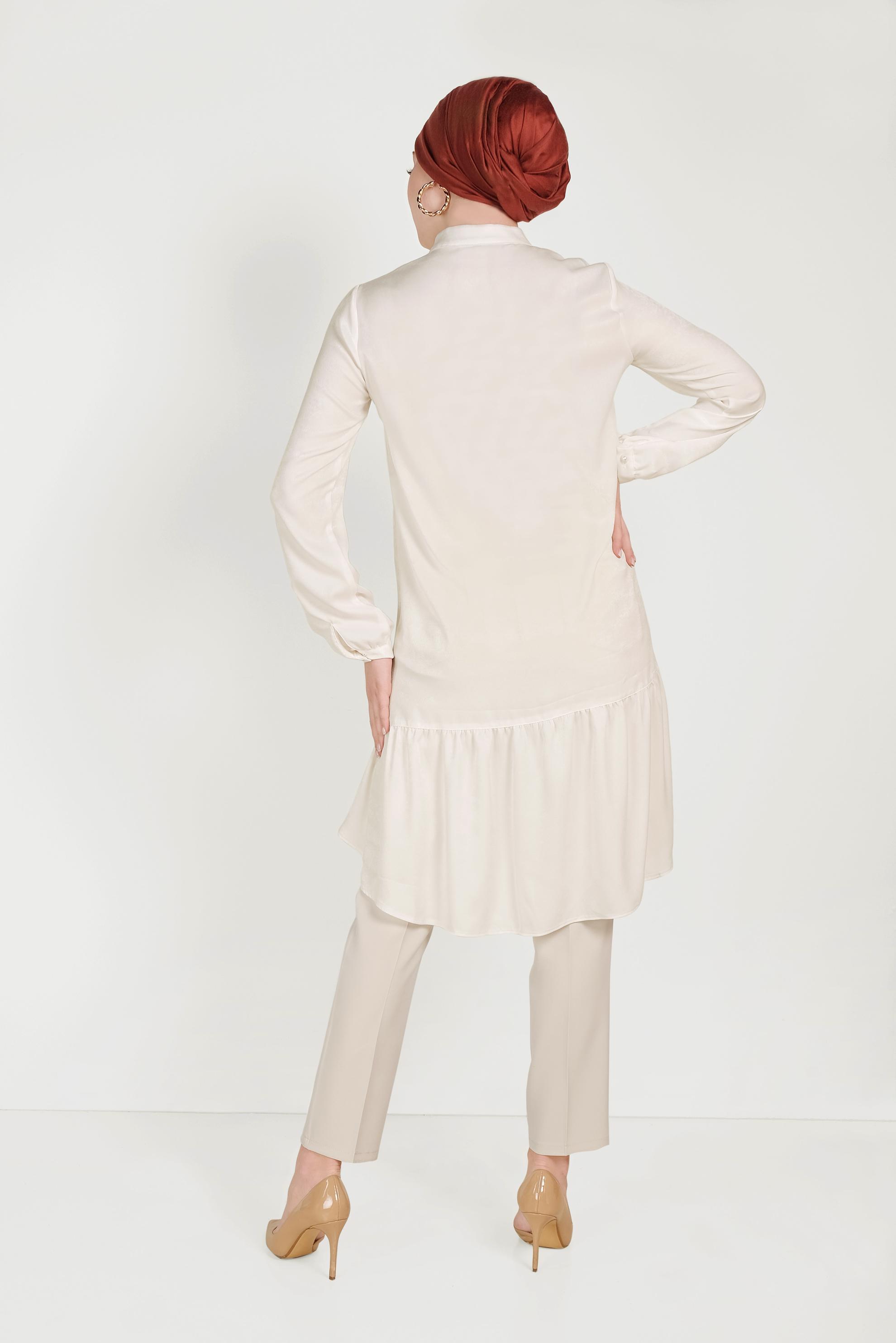 Hijab clothing WHITE TIE DETAIL TUNIC 40558 