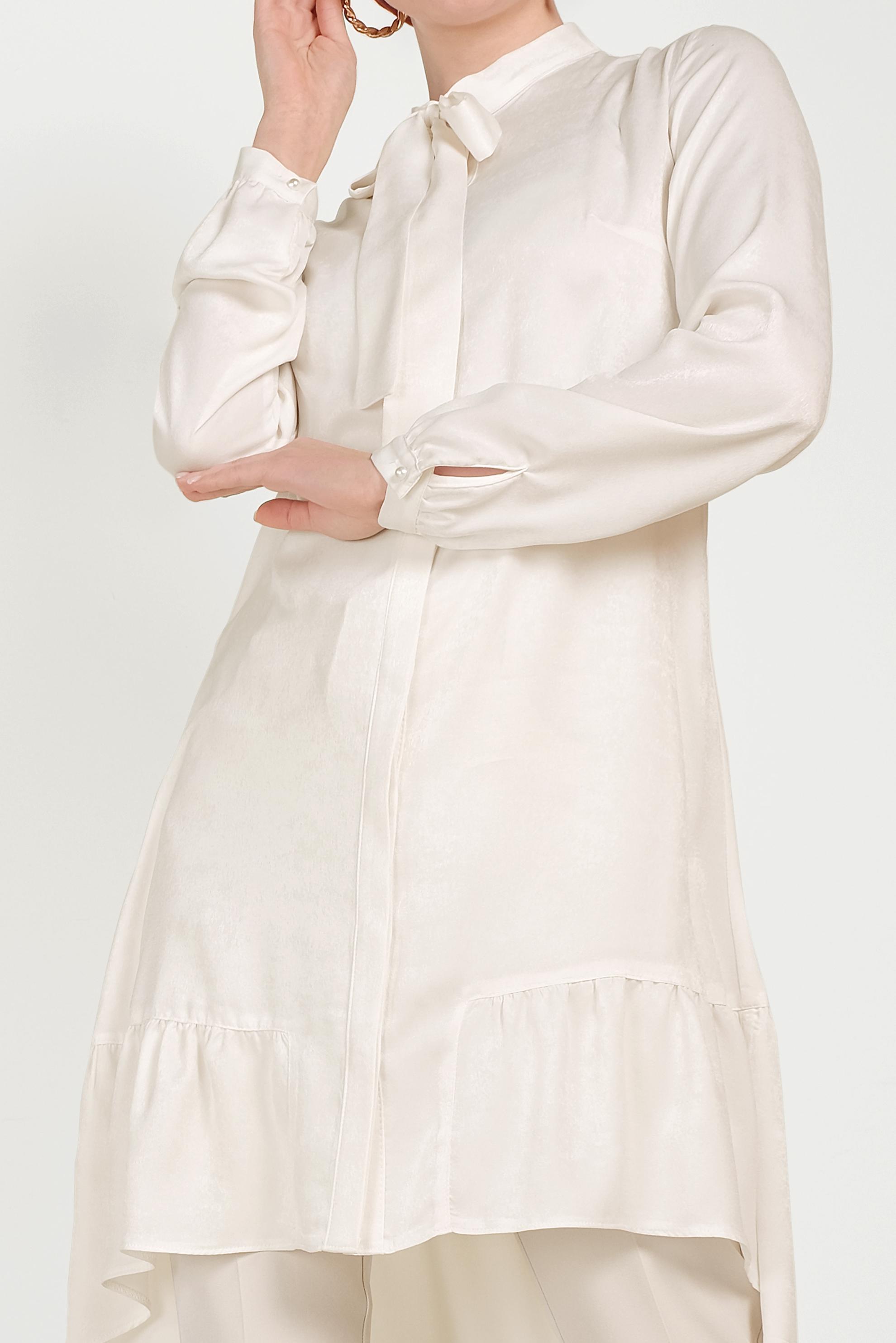 Hijab clothing WHITE TIE DETAIL TUNIC 40558 