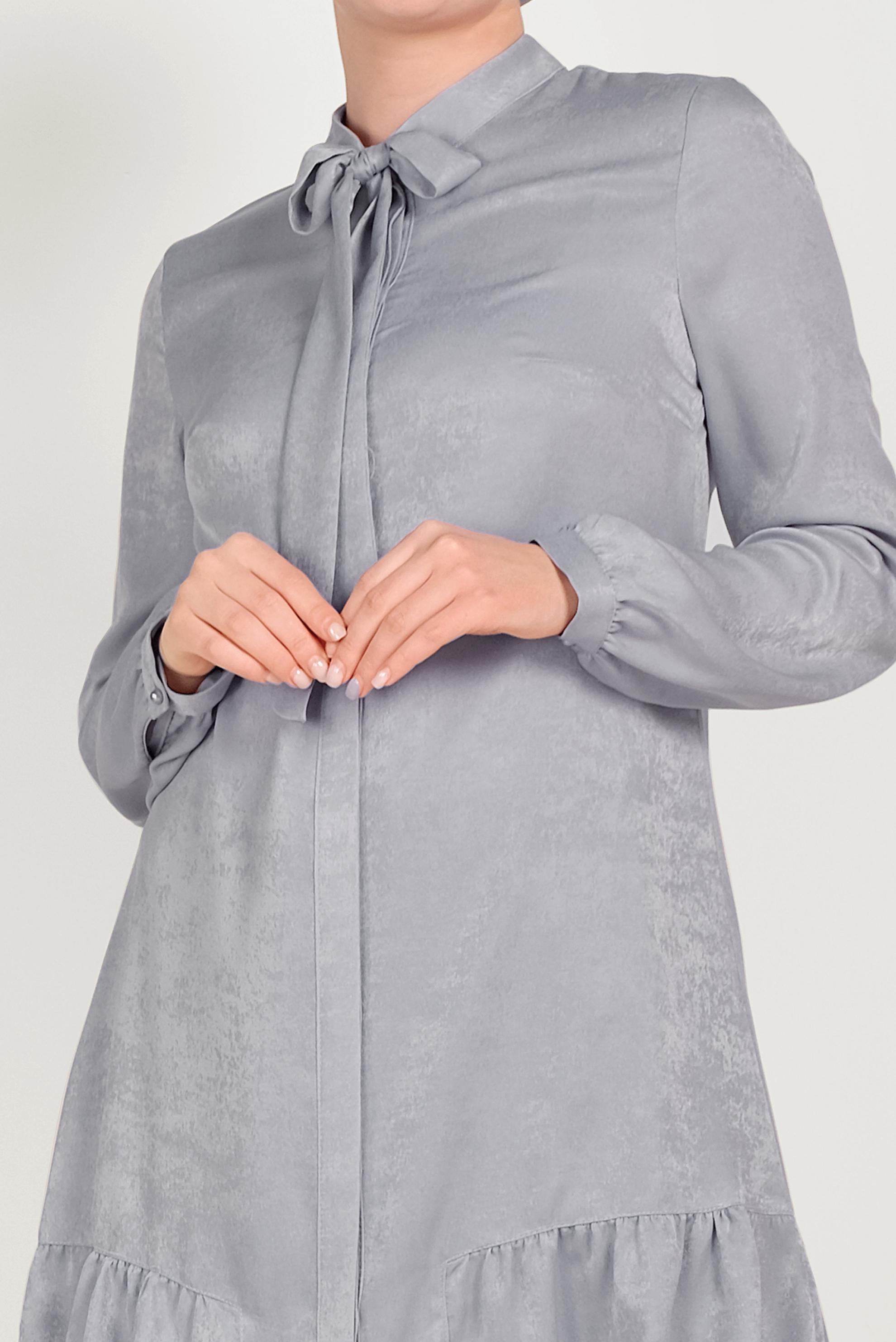 Tesettür giyim GRİ BOYUNDAN BAĞLAMALI TUNİK 40558