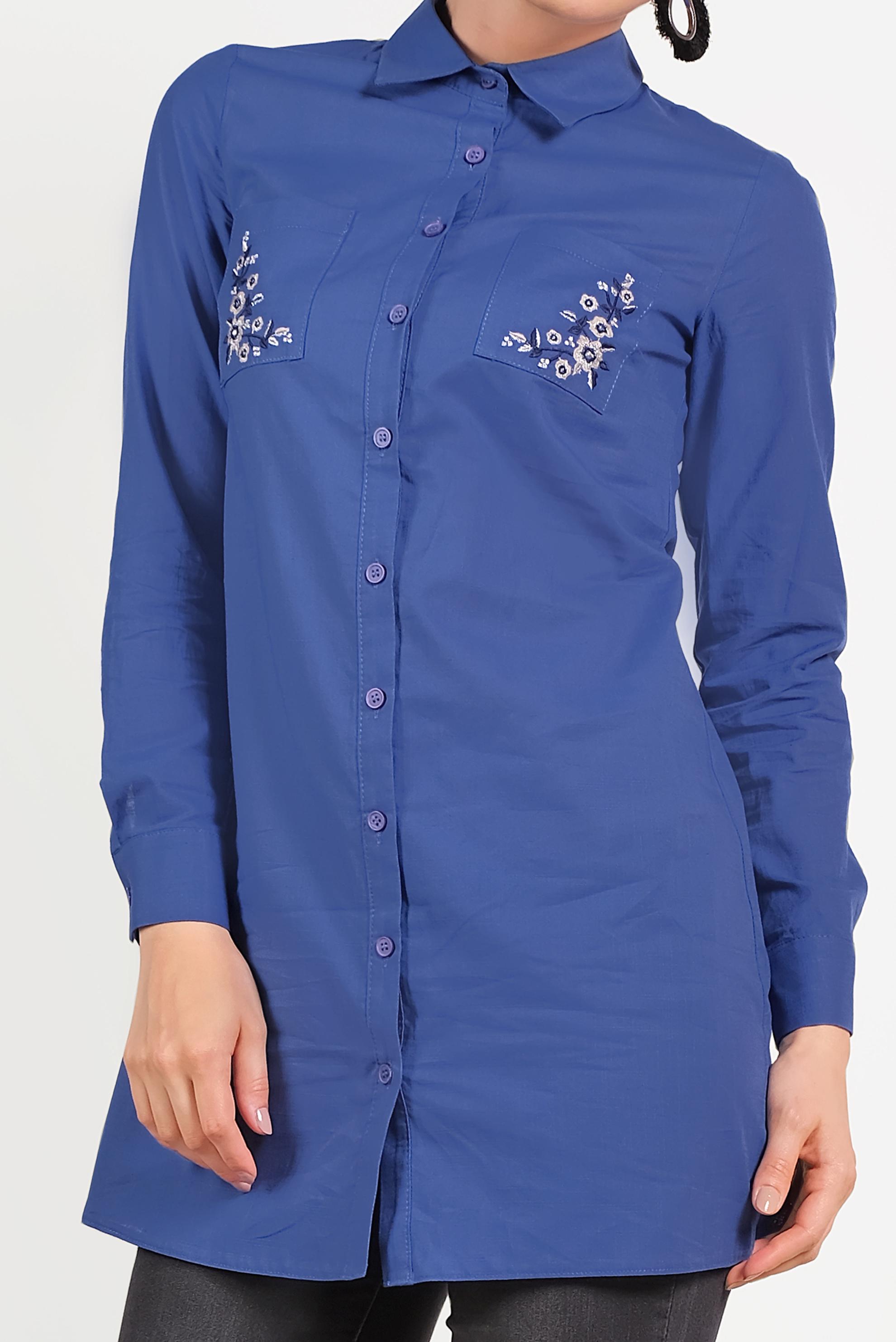 Tesettür giyim LACİVERT CEPLERİ NAKIŞLI TUNİK 40563 