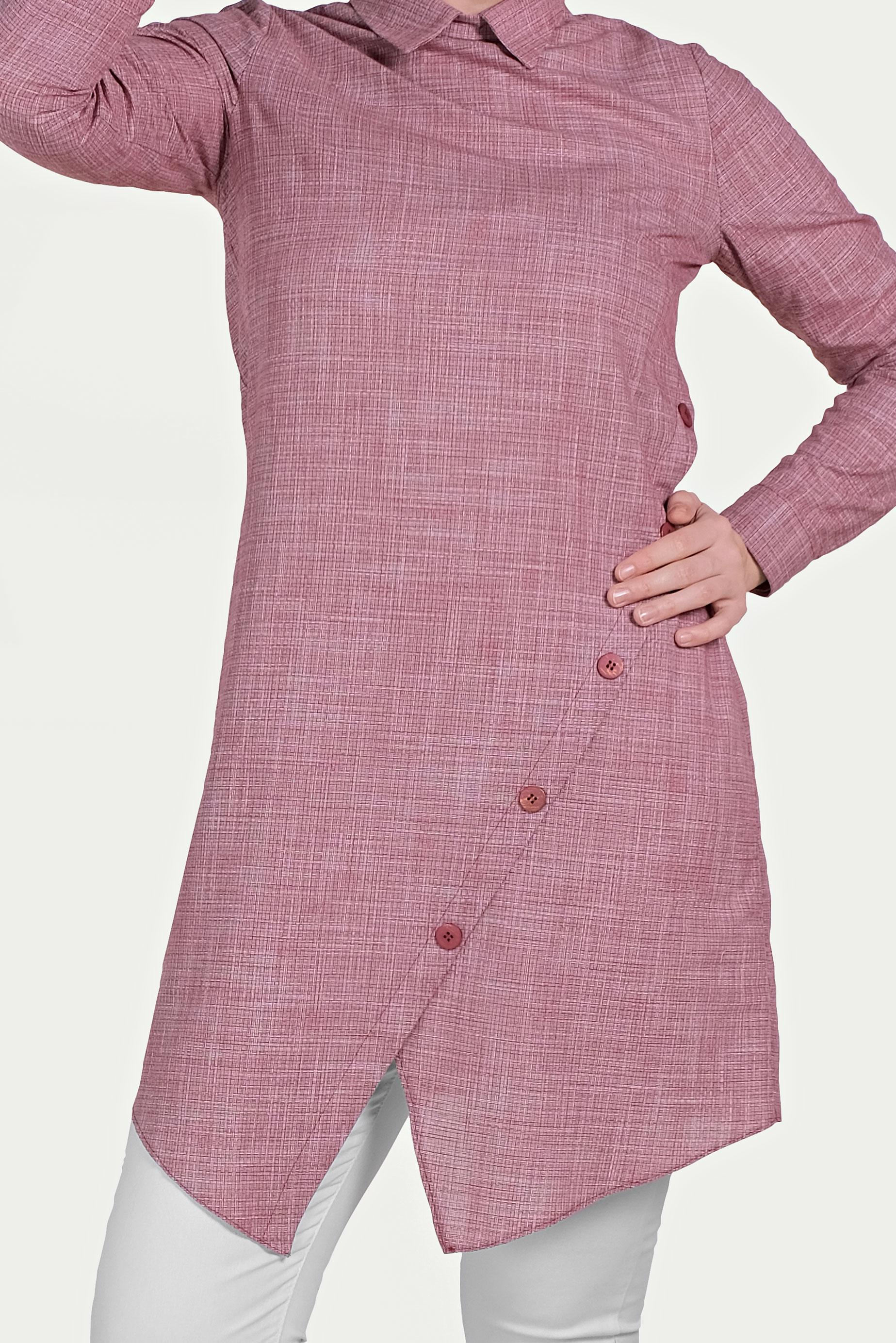 Tesettür giyim BORDO ASİMETRİK KESİM PAMUKLU TUNİK 40576