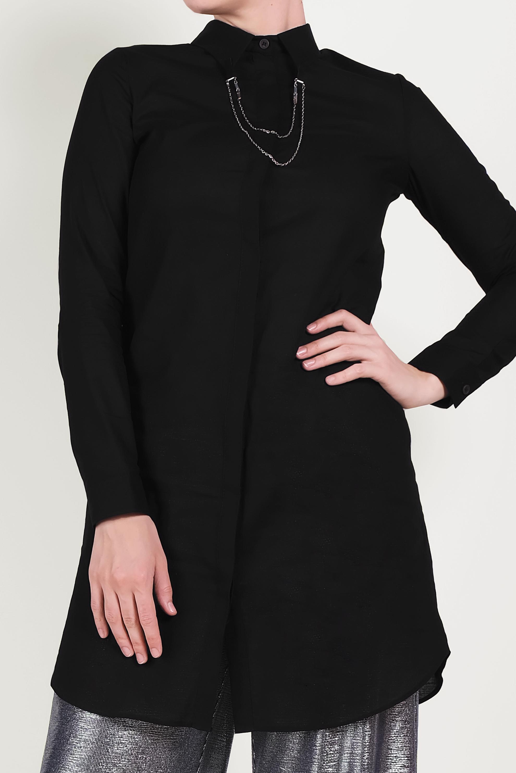 Tesettür giyim SİYAH DÜĞMELİ PAMUKLU TUNİK 40577