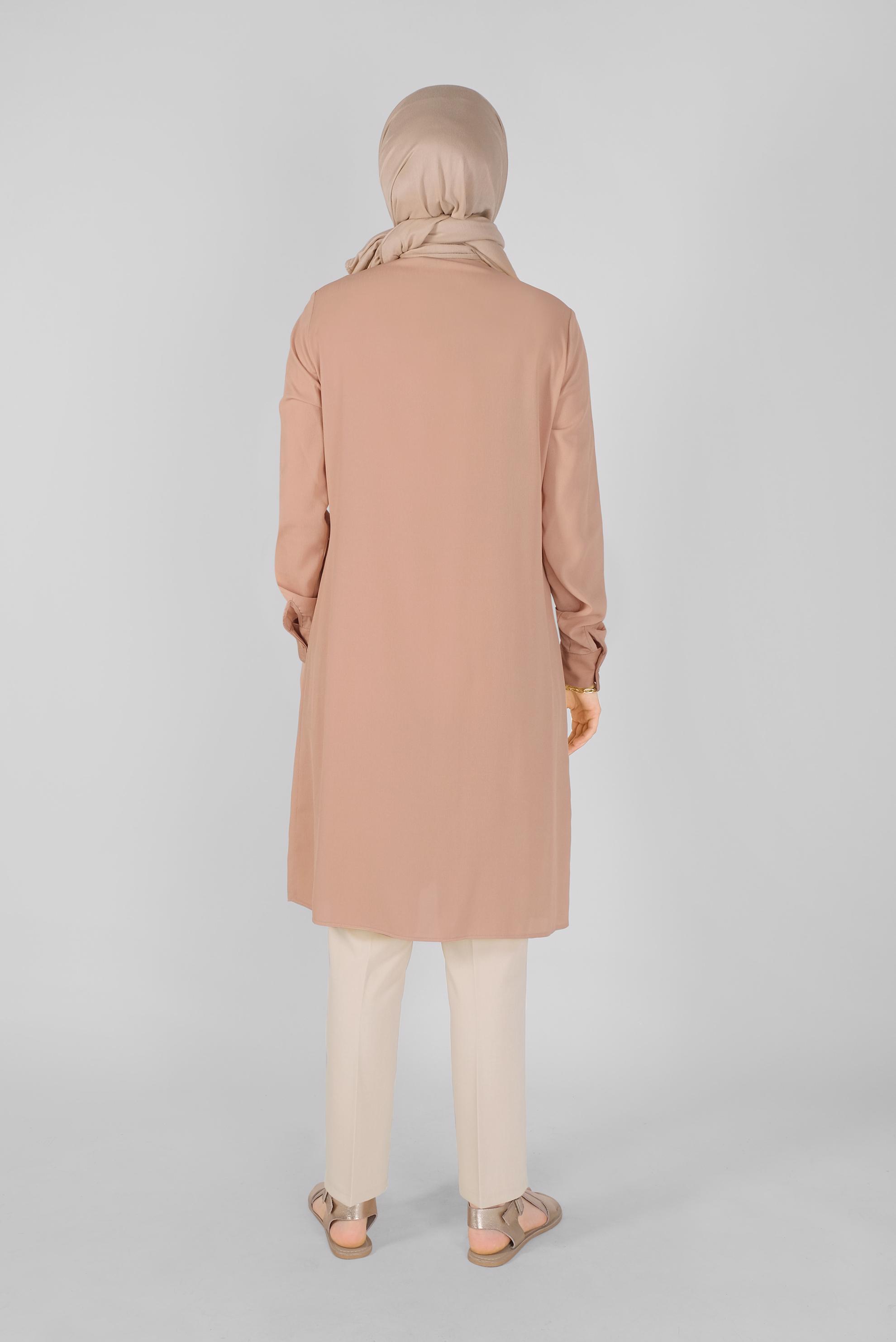 Tesettür giyim PUDRA BOYDAN DÜĞMELİ TUNİK 40614 