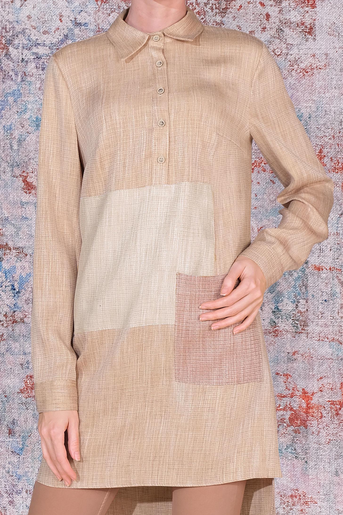 Tesettür giyim SARI ASİMETRİK KESİM DÜĞMELİ TUNİK 40624	