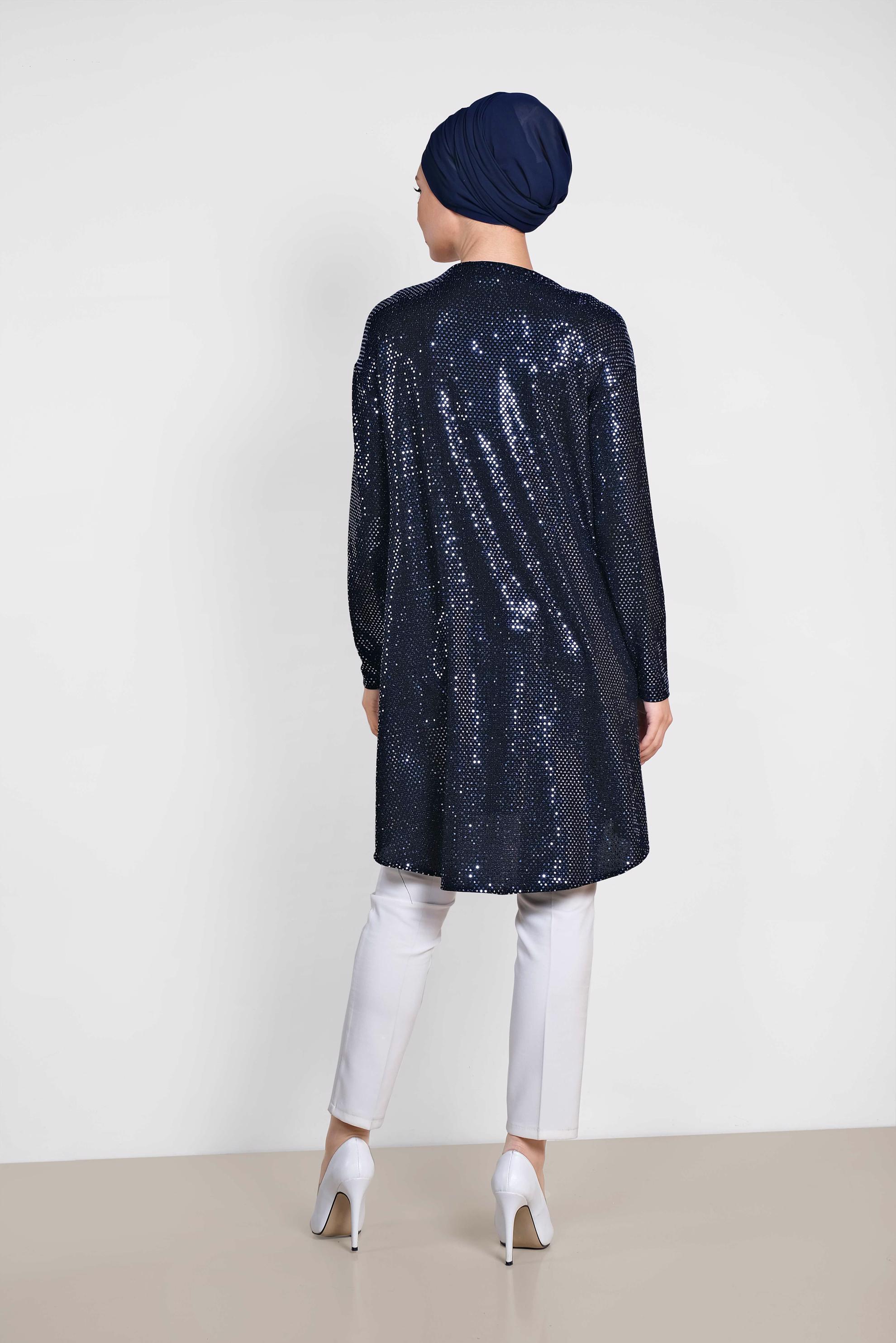 Tesettür giyim LACİVERT PUL PAYETLİ TUNİK 4063