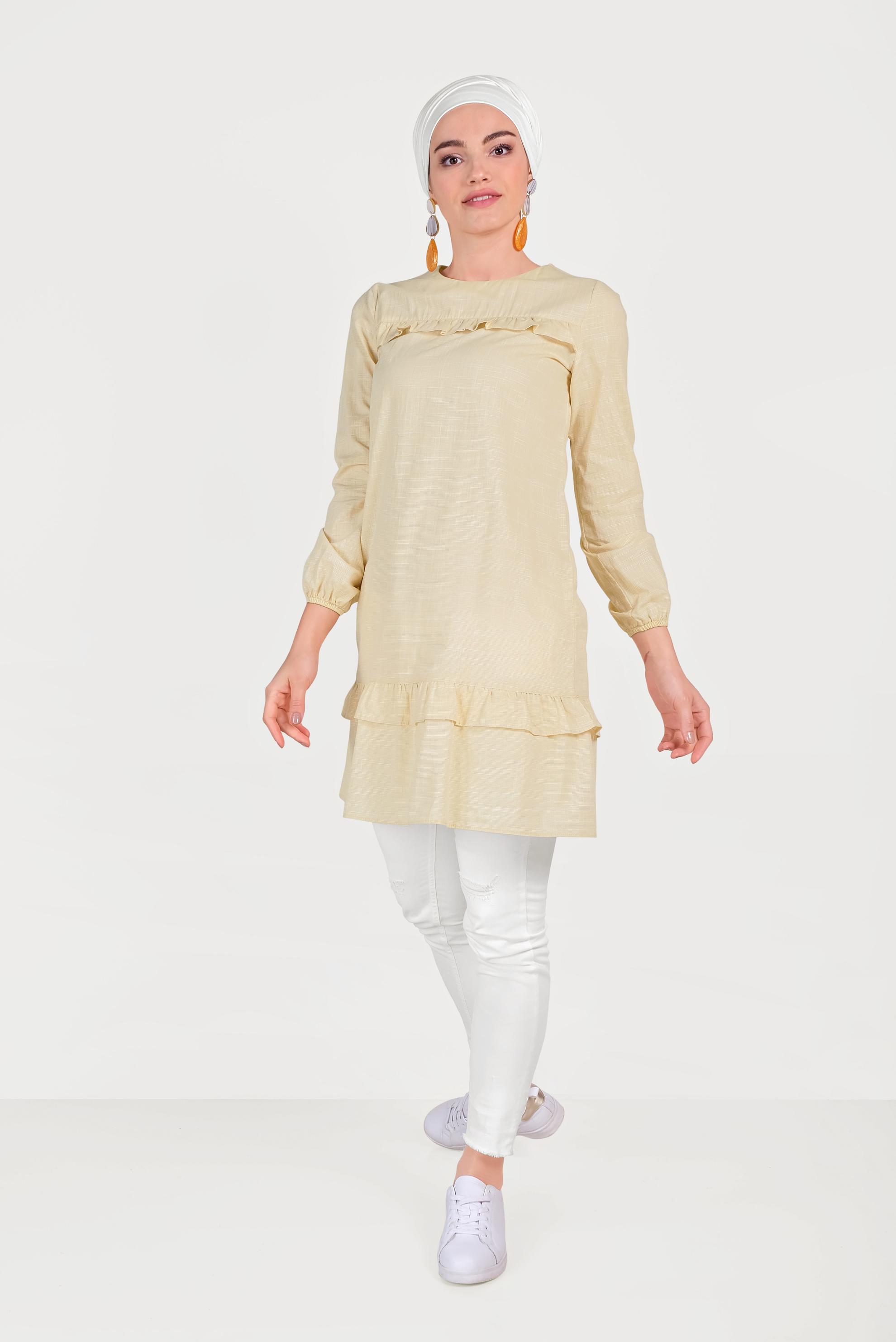 Tesettür giyim KAHVE FIRFIRLI TUNİK 40635