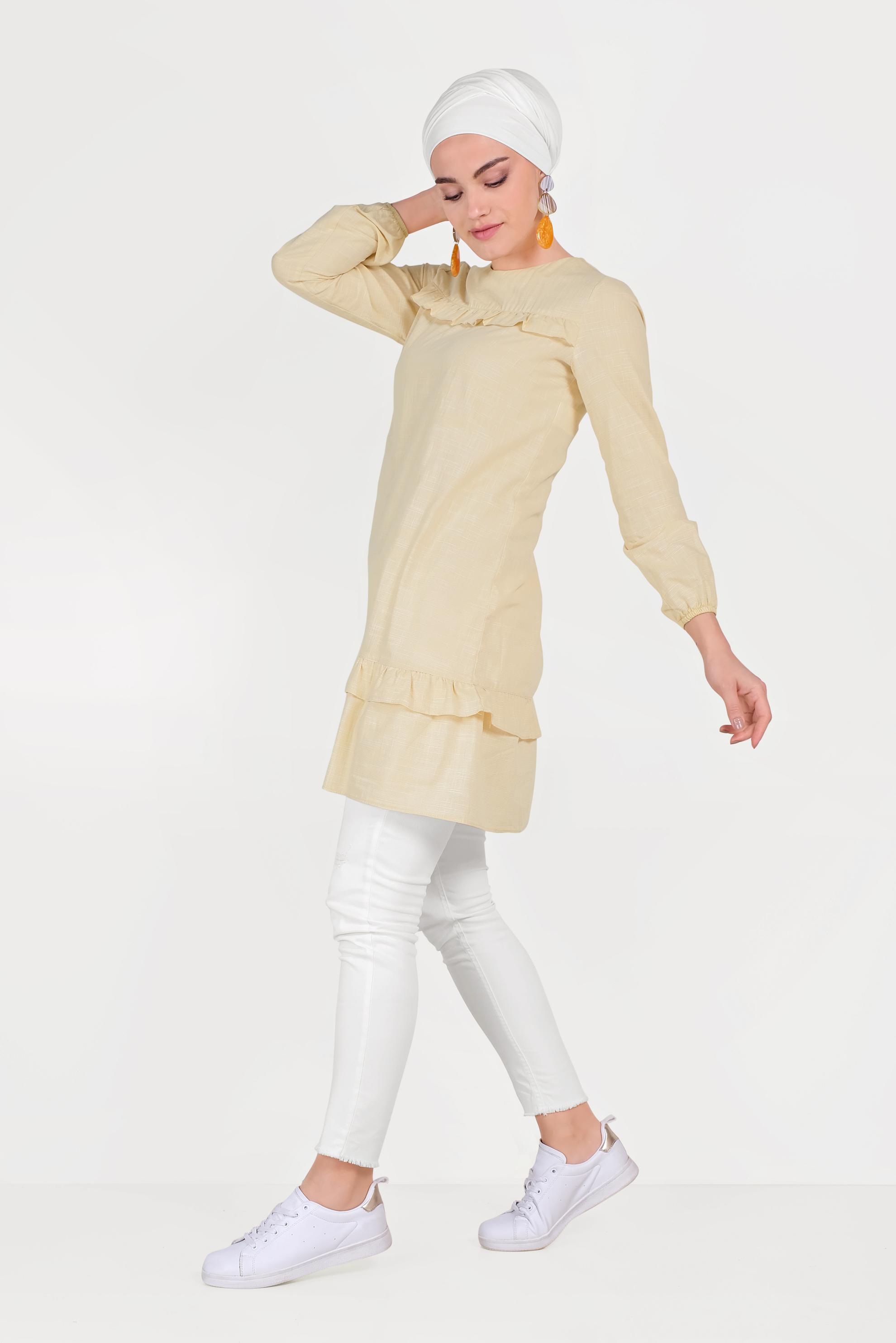 Tesettür giyim KAHVE FIRFIRLI TUNİK 40635