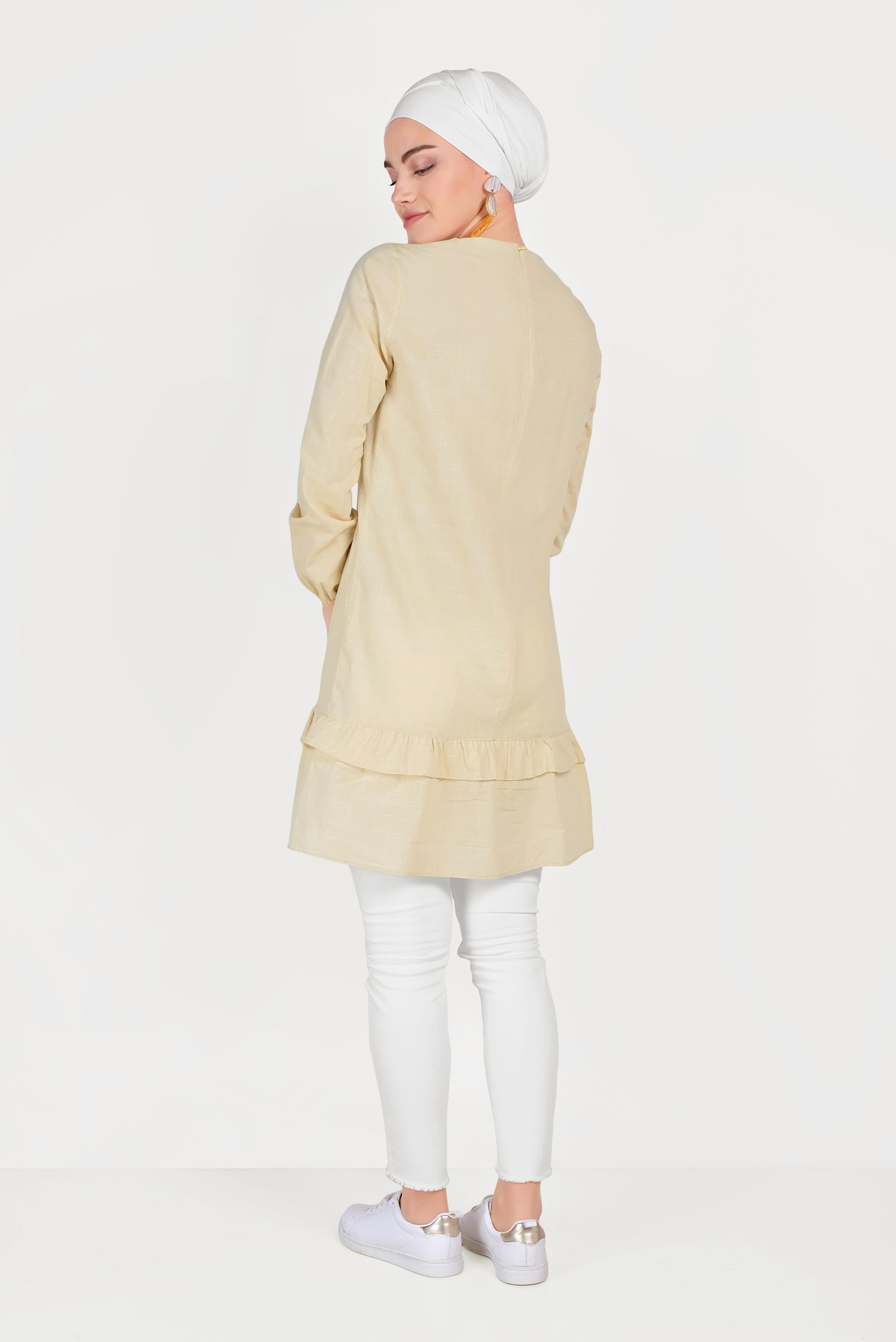 Tesettür giyim KAHVE FIRFIRLI TUNİK 40635