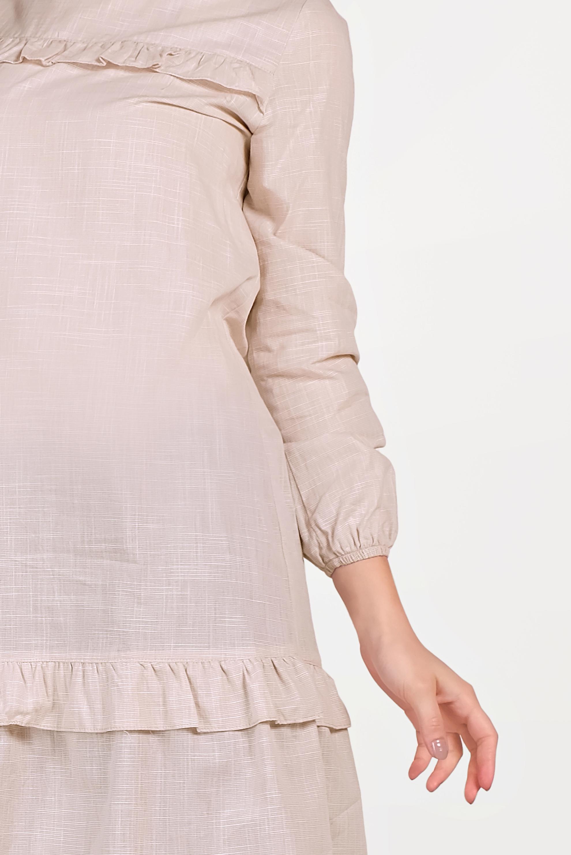 Tesettür giyim PUDRA FIRFIRLI TUNİK 40635