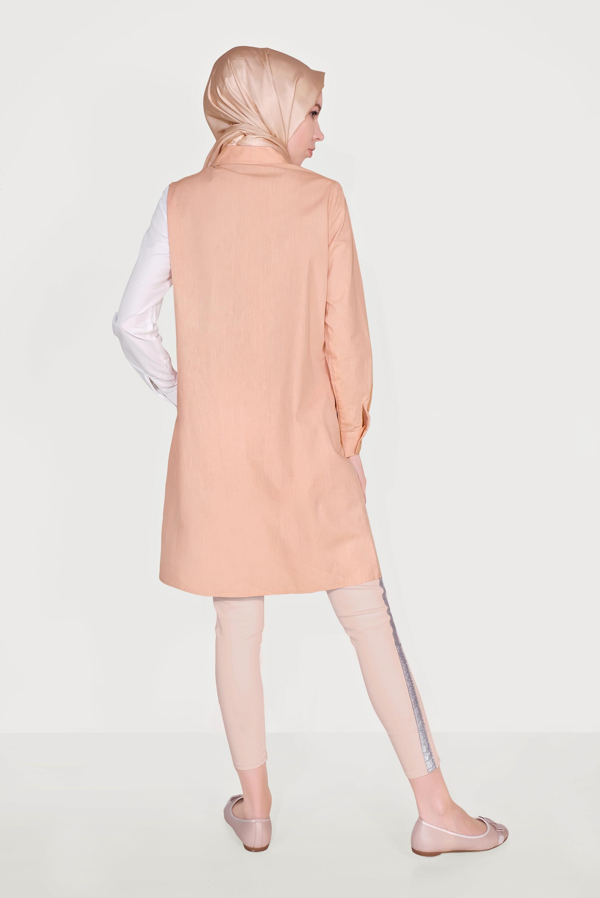 Tesettür giyim TURUNCU NAKIŞLI PAMUKLU TUNİK 40637