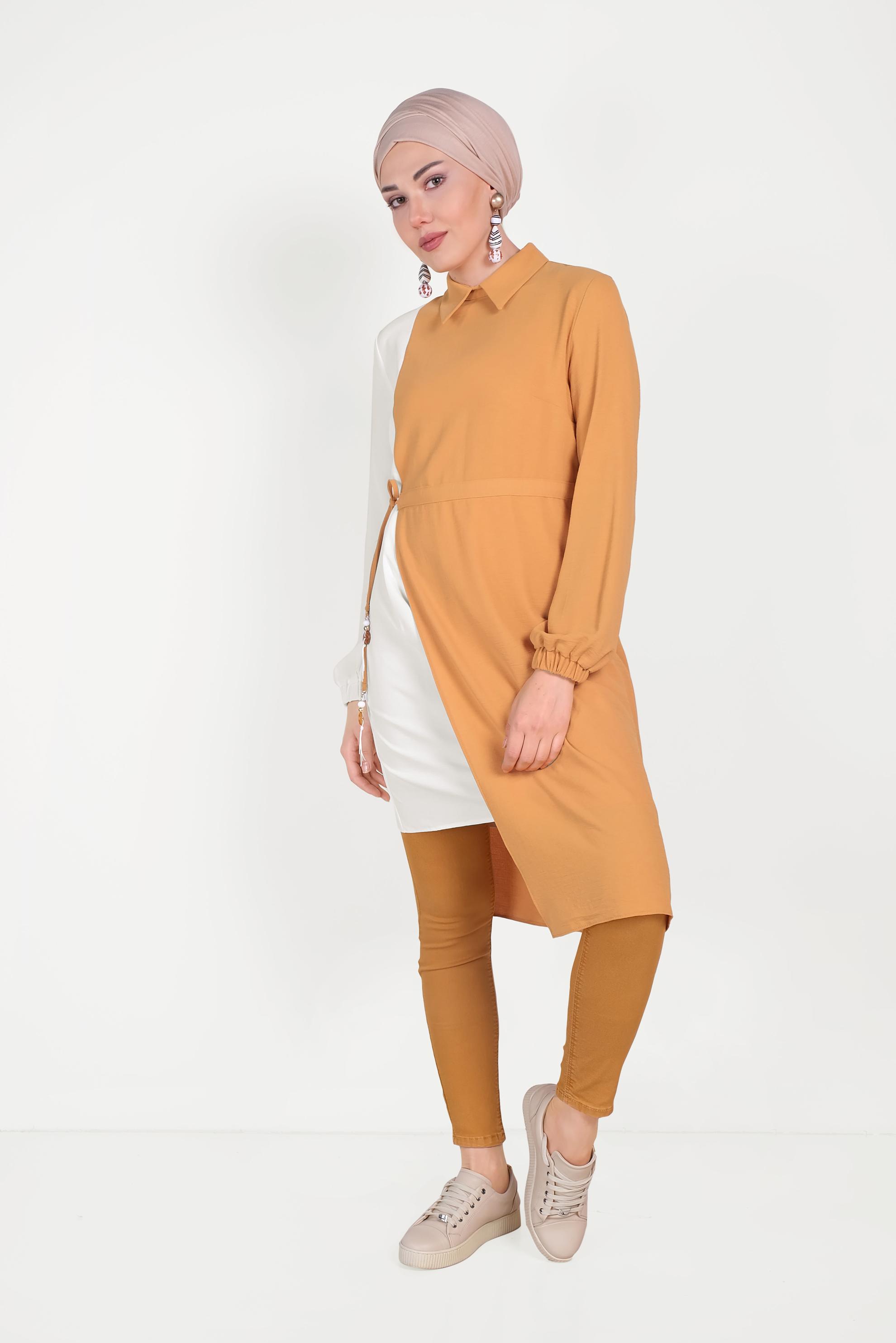 Hijab clothing YELLOW 40645 EVA KETEN TUNİK 36/44