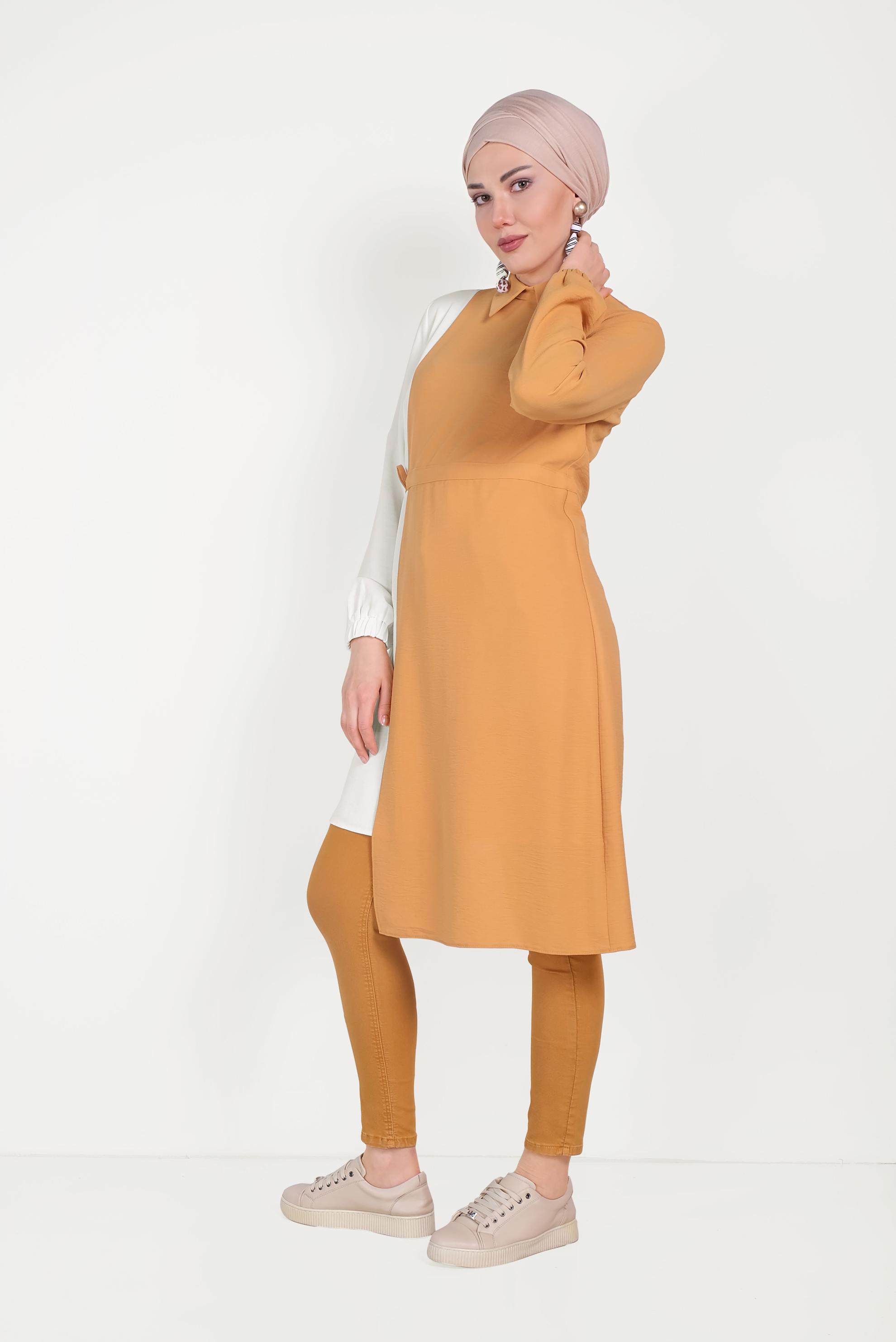 Hijab clothing YELLOW 40645 EVA KETEN TUNİK 36/44