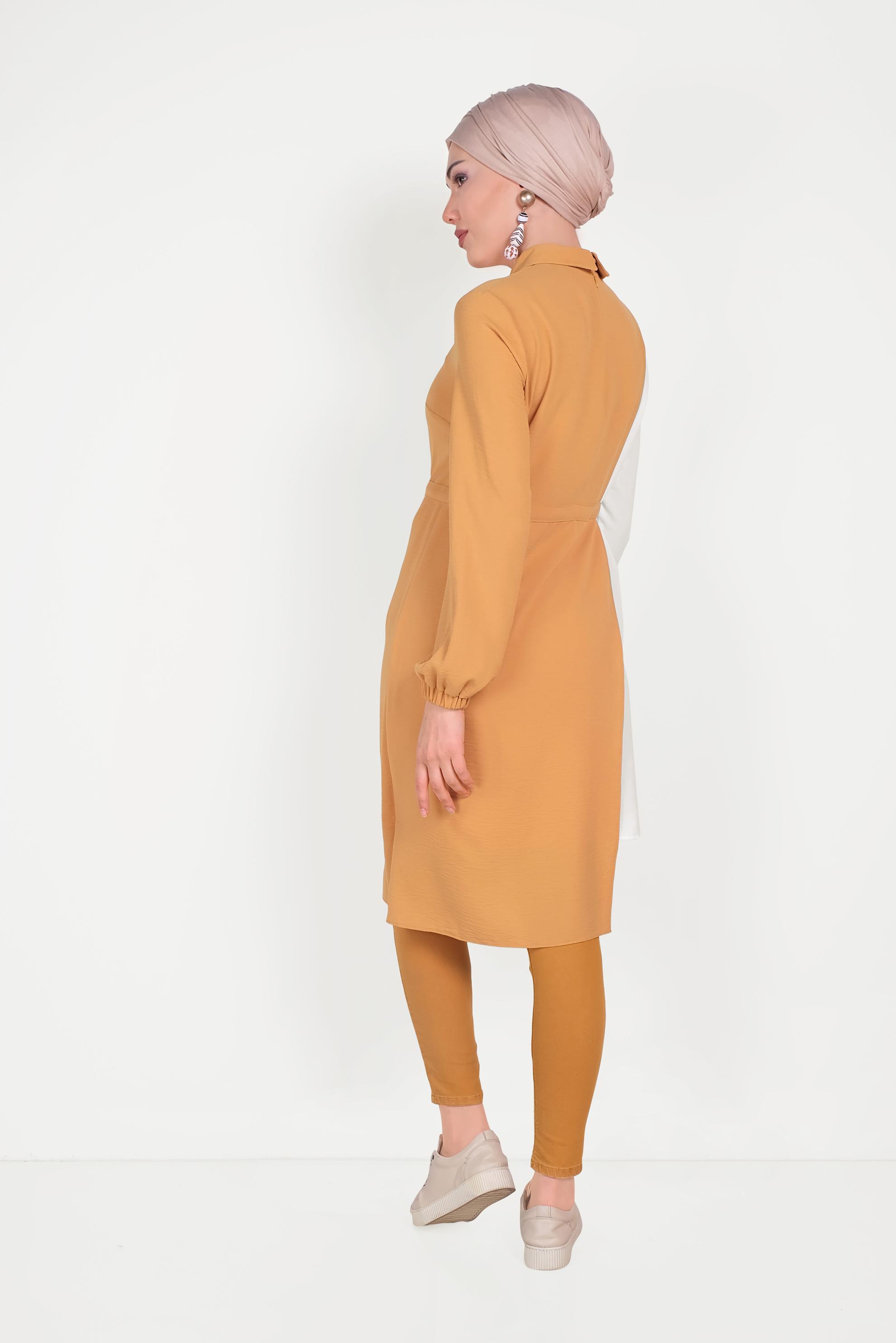 Hijab clothing YELLOW 40645 EVA KETEN TUNİK 36/44