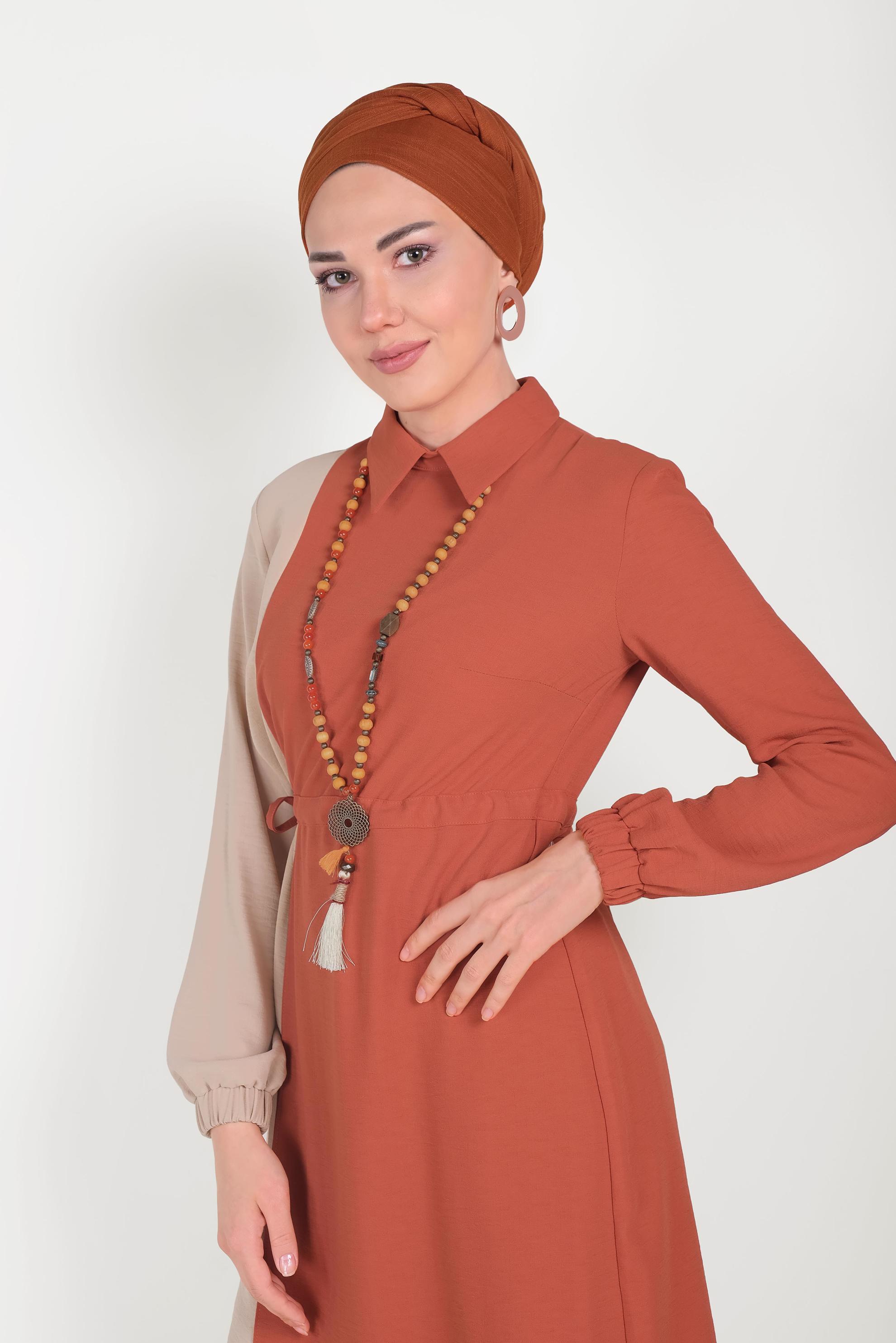 Hijab clothing ORANGE 40645 EVA KETEN TUNİK 36/44
