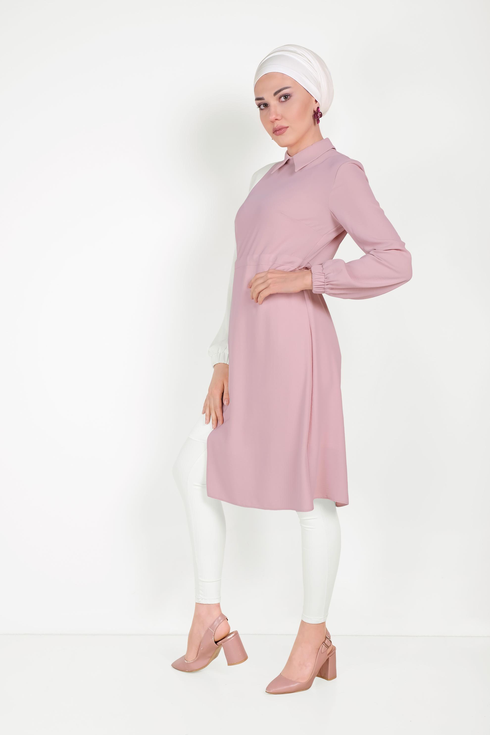 Hijab clothing POWDER 40645 EVA KETEN TUNİK 36/44