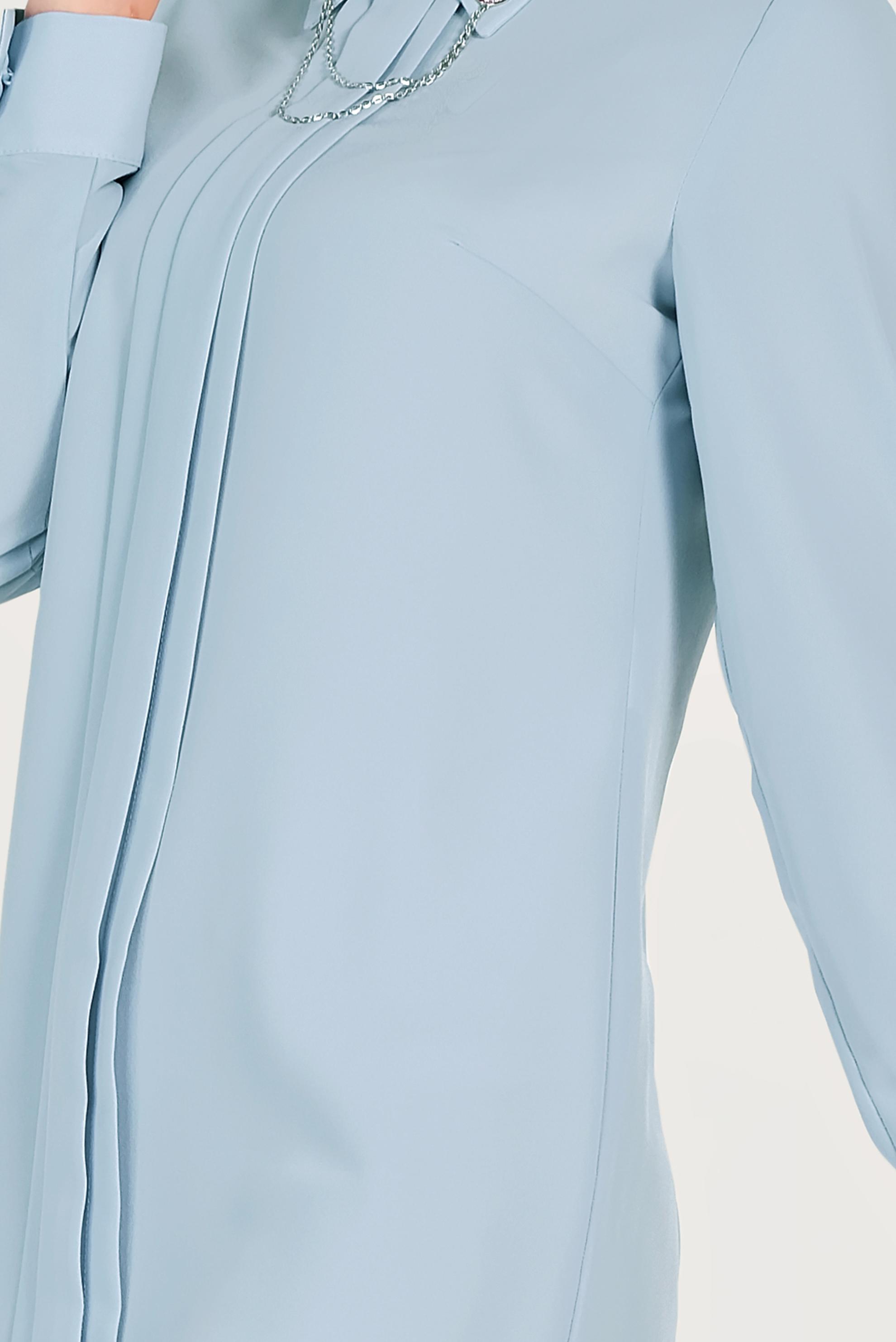 Tesettür giyim MAVİ YAKASI ZİNCİR BROŞ DETAYLI TUNİK 40657