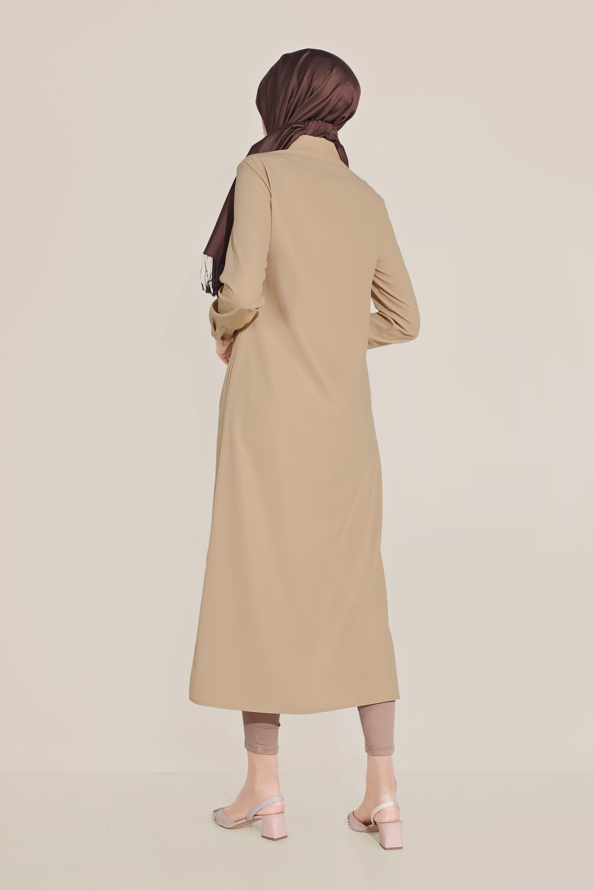 Tesettür giyim BEJ BOYDAN DÜĞMELİ TUNİK 40659 