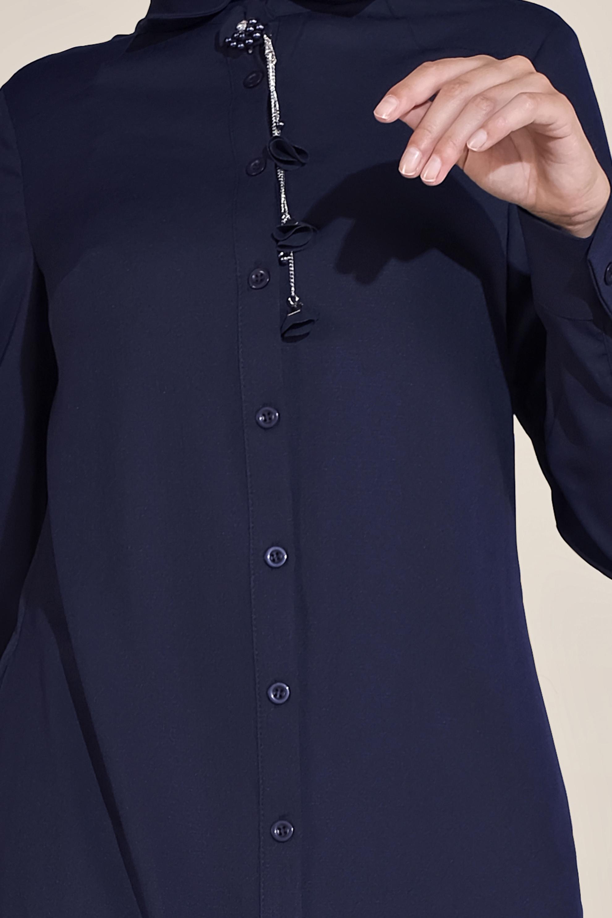 Tesettür giyim LACİVERT BOYDAN DÜĞMELİ TUNİK 40659 