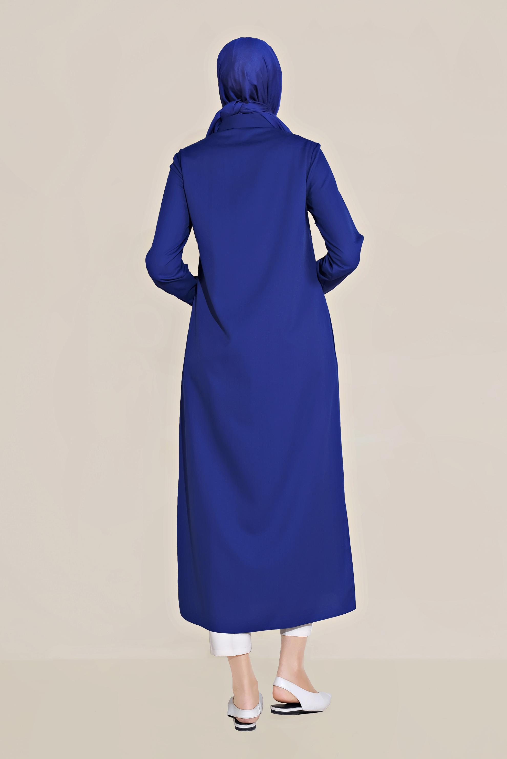 Tesettür giyim LACİVERT BOYDAN DÜĞMELİ TUNİK 40659 