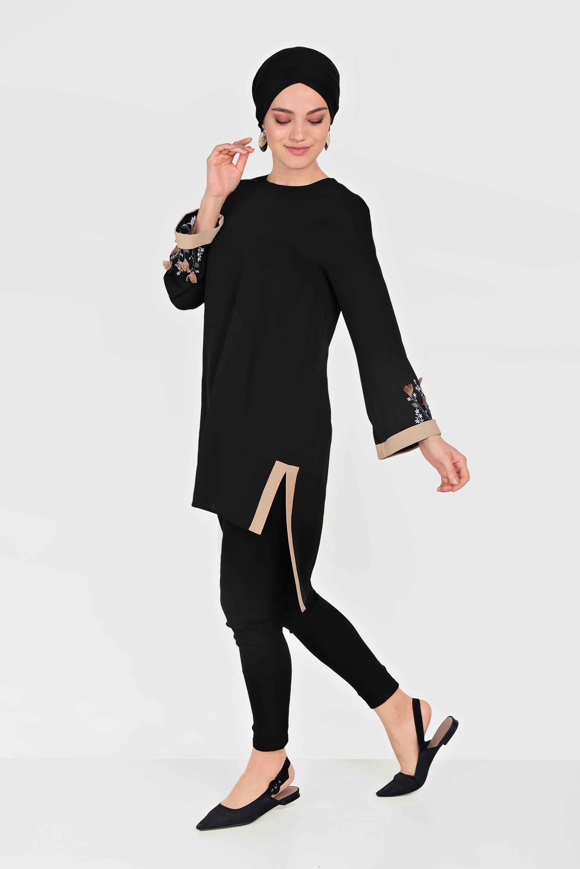 Hijab clothing BLACK ASYMMETRIC CUT TUNIC 40662 