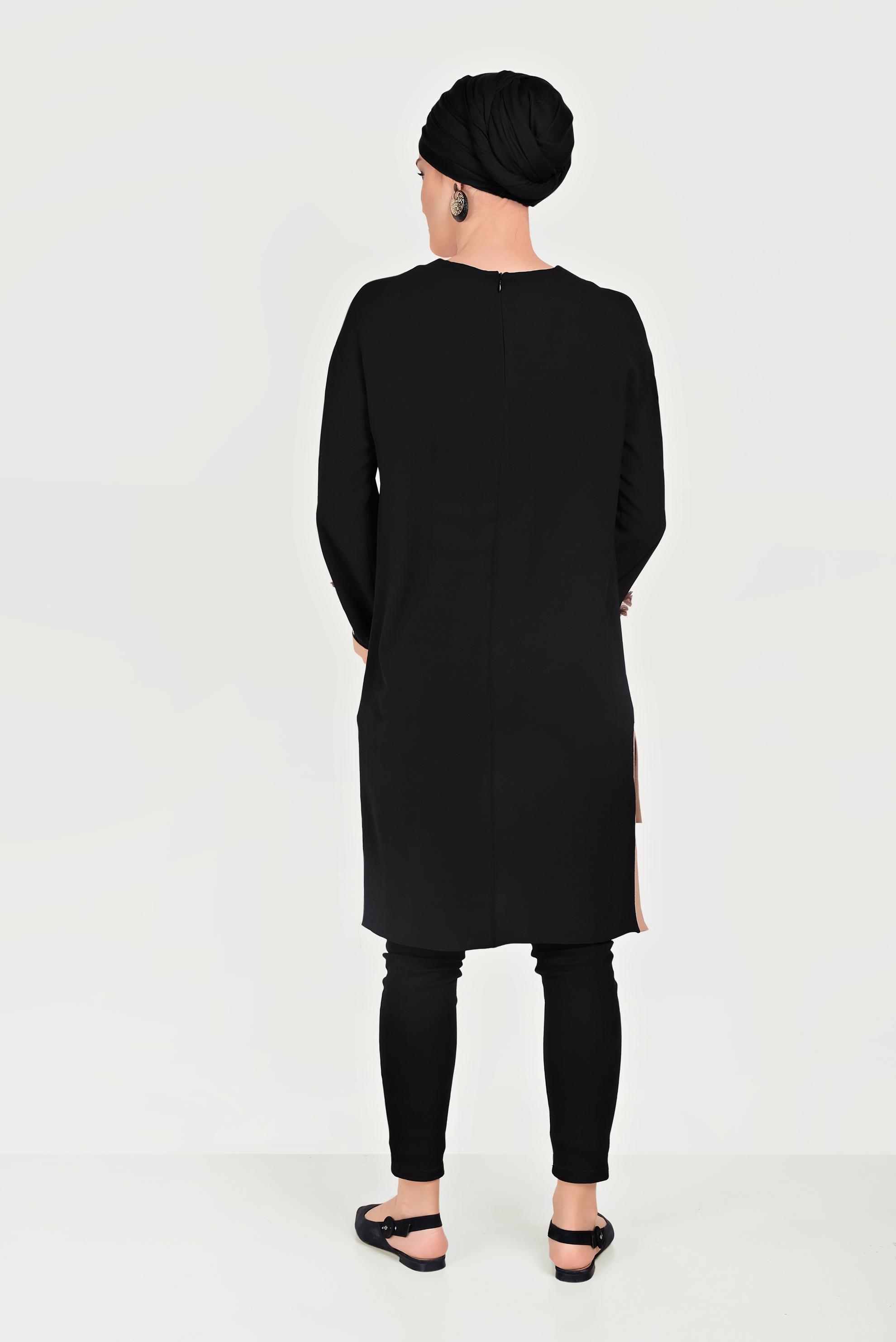 Hijab clothing BLACK ASYMMETRIC CUT TUNIC 40662 