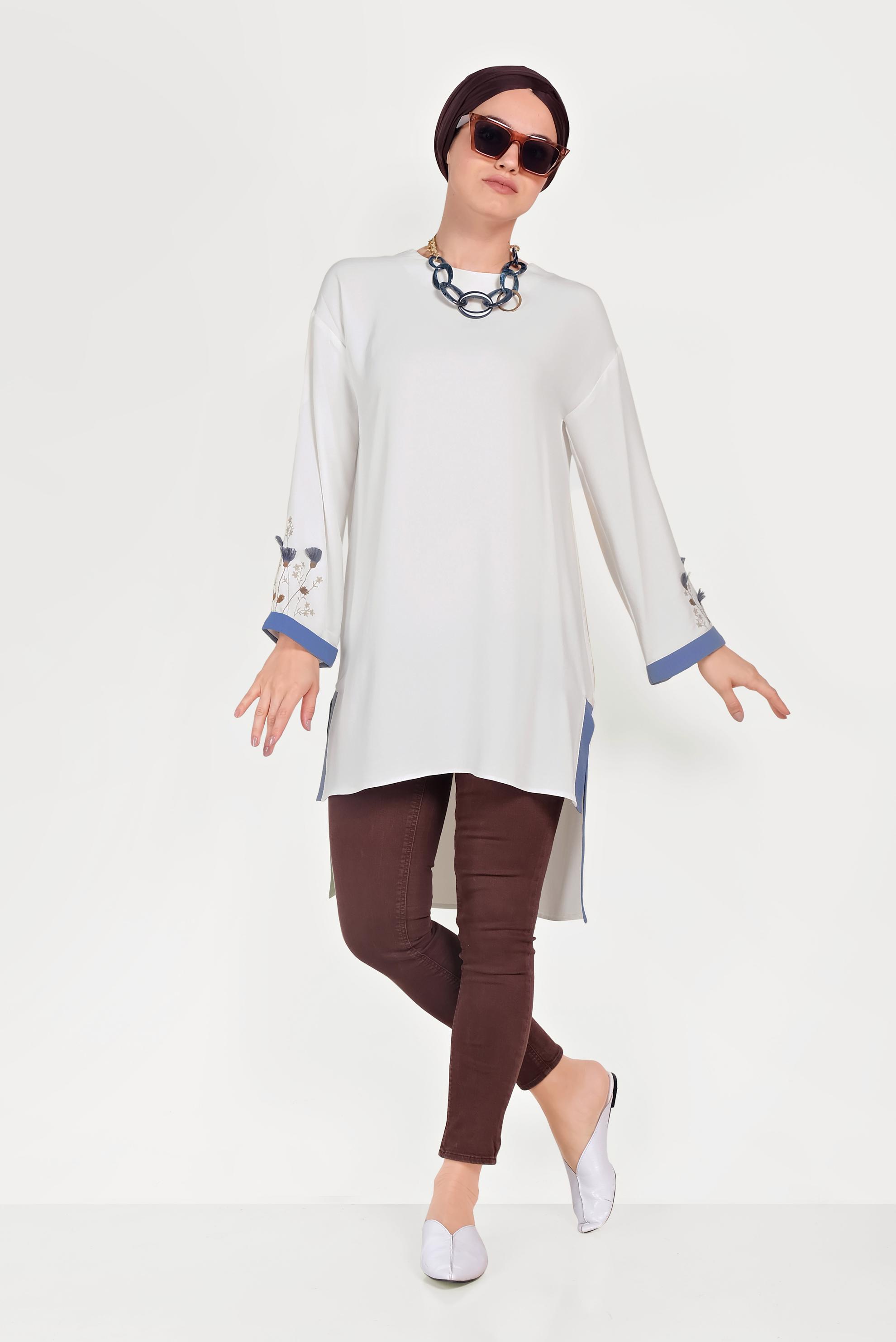 Hijab clothing WHITE ASYMMETRIC CUT TUNIC 40662 